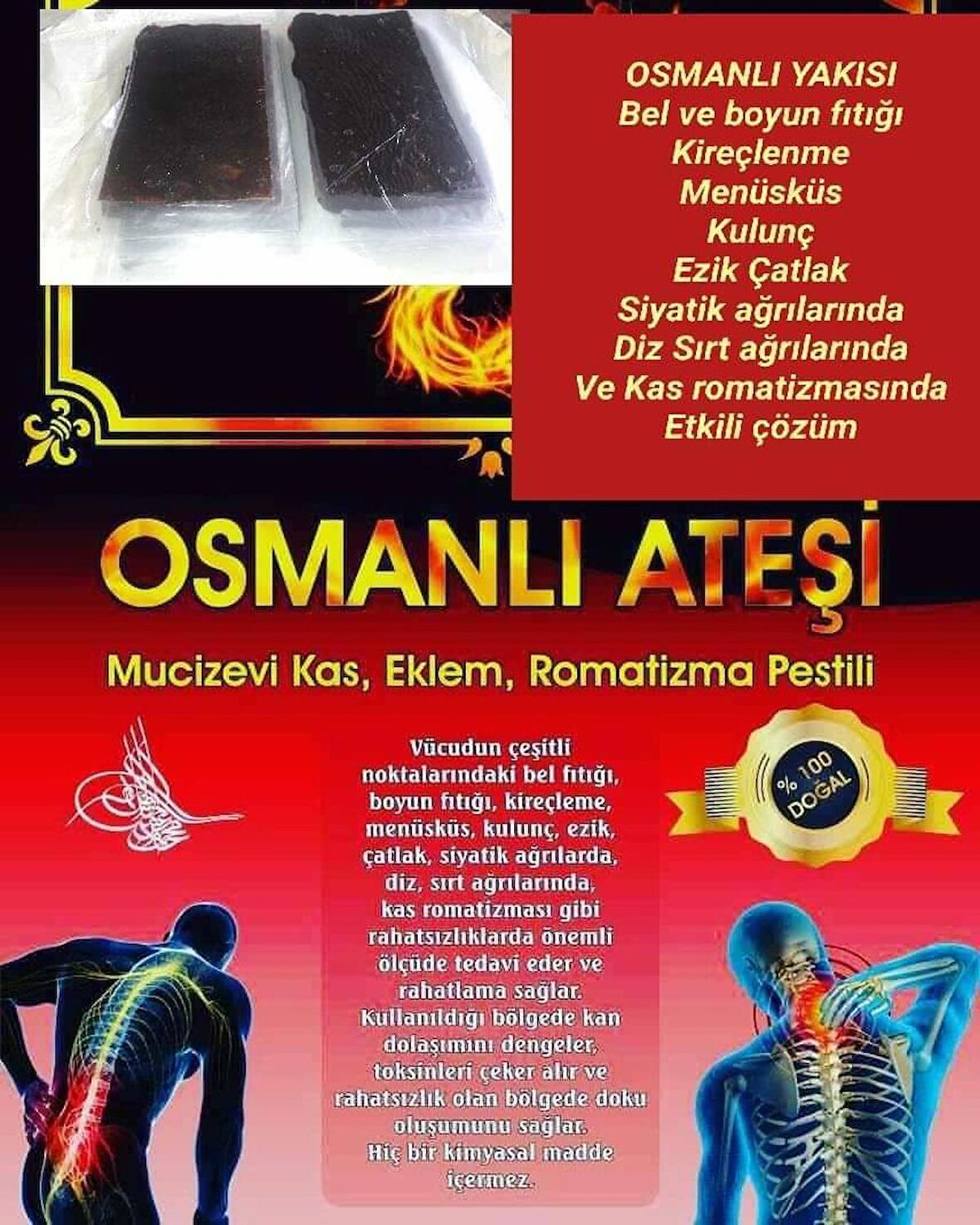 OSMANLI YAKISI MUCİZEVİ KAS EKLEM PESTİLİ 1 ADET