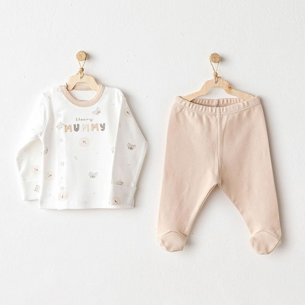 Andywawa AC25849 Happy Animals 2'Li Zıbın Set Beige