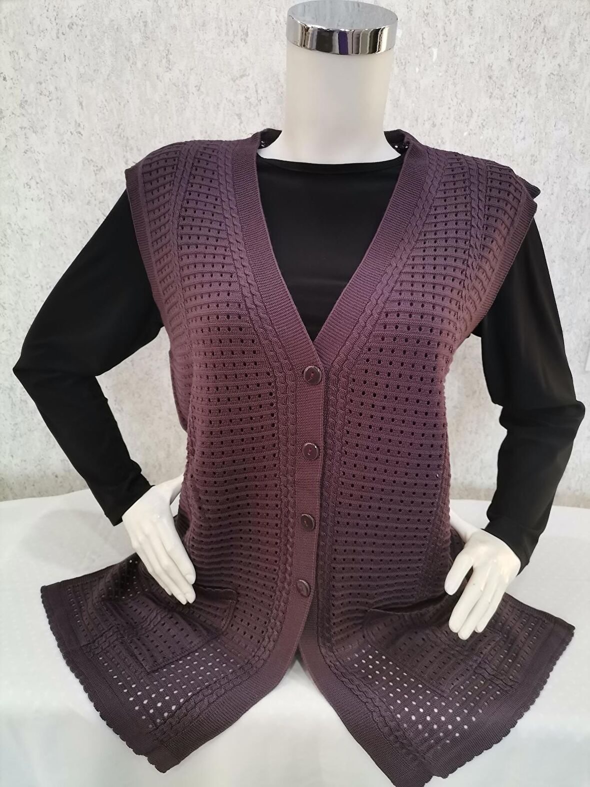 Kadın Mor Merserize Yelek