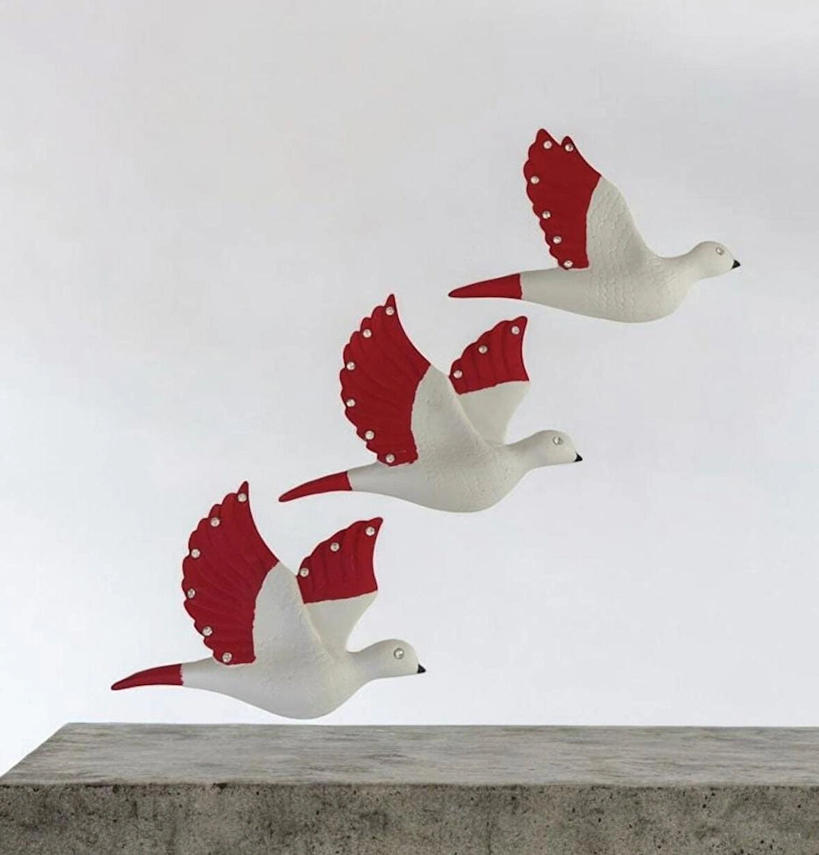 Dekoratif Üçlü Kumru Kuş Duvar Dekoru Süs 17*12 CM