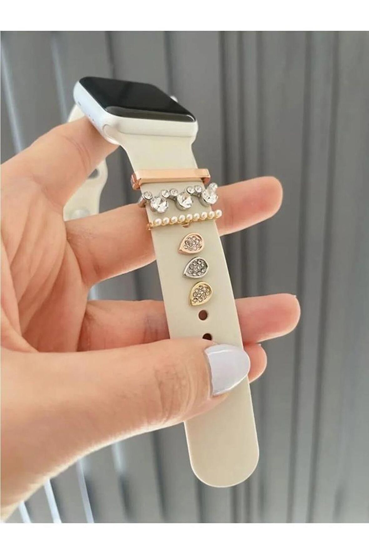 Apple Watch Uyumlu Saat Kordon Aksesuarı Charm Set Tüm Seri Kordonlara Uyumlu Krdn-Charm