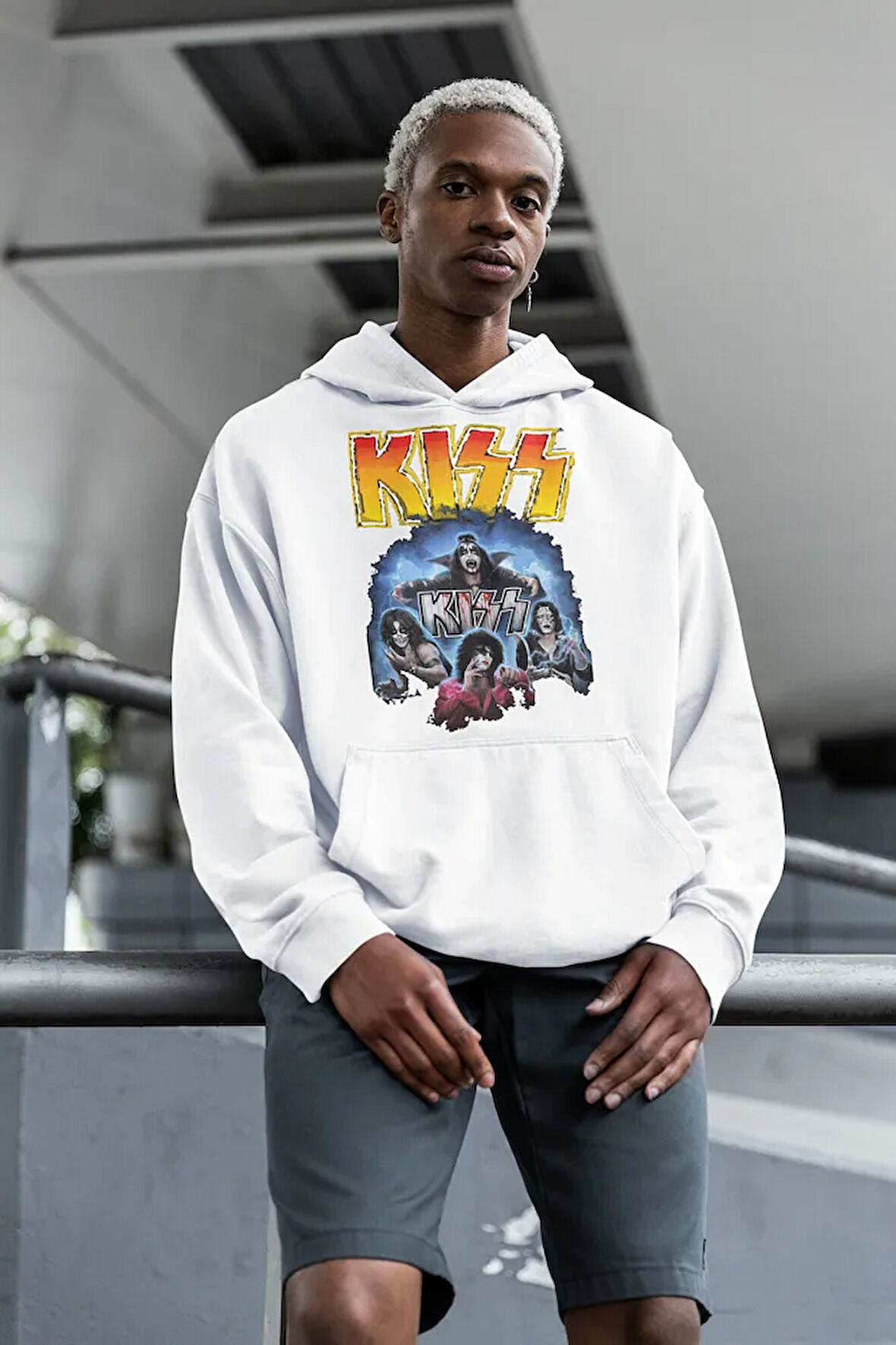 Kiss Müzik Grubu Baskılı Unisex Oversize Rock Metal Hoodie