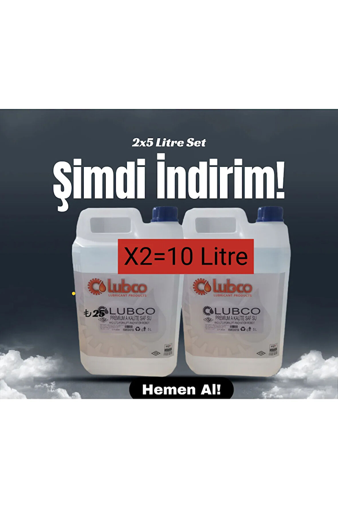 Saf Su Bidon  Ütü-Akü -Radyatör Suyu 5 Litre X 2