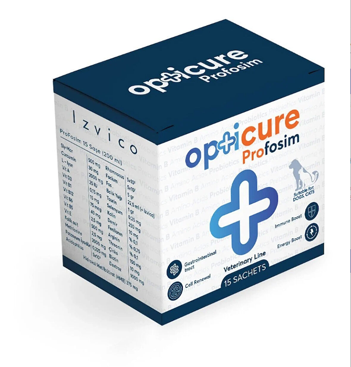 Opticure Profosim Yavru Yetişkin Kedi ve Köpek Bağırsak Desteği Bağışıklık Güçlendirici 12 Şase