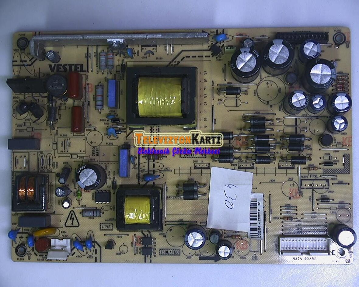 17PW25-4, 23105661, 250111, V1, Vestel 32HV3010, Power BOARD, Besleme, HV320WXC-100