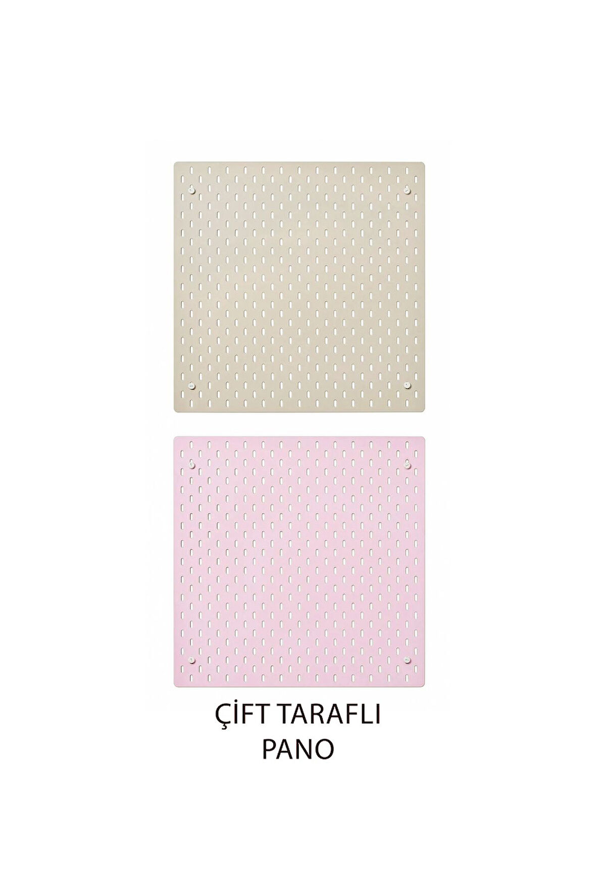 Skadis Çift Taraflı Çok Amaçlı Pano, Bej ve Pembe, 56x56 cm