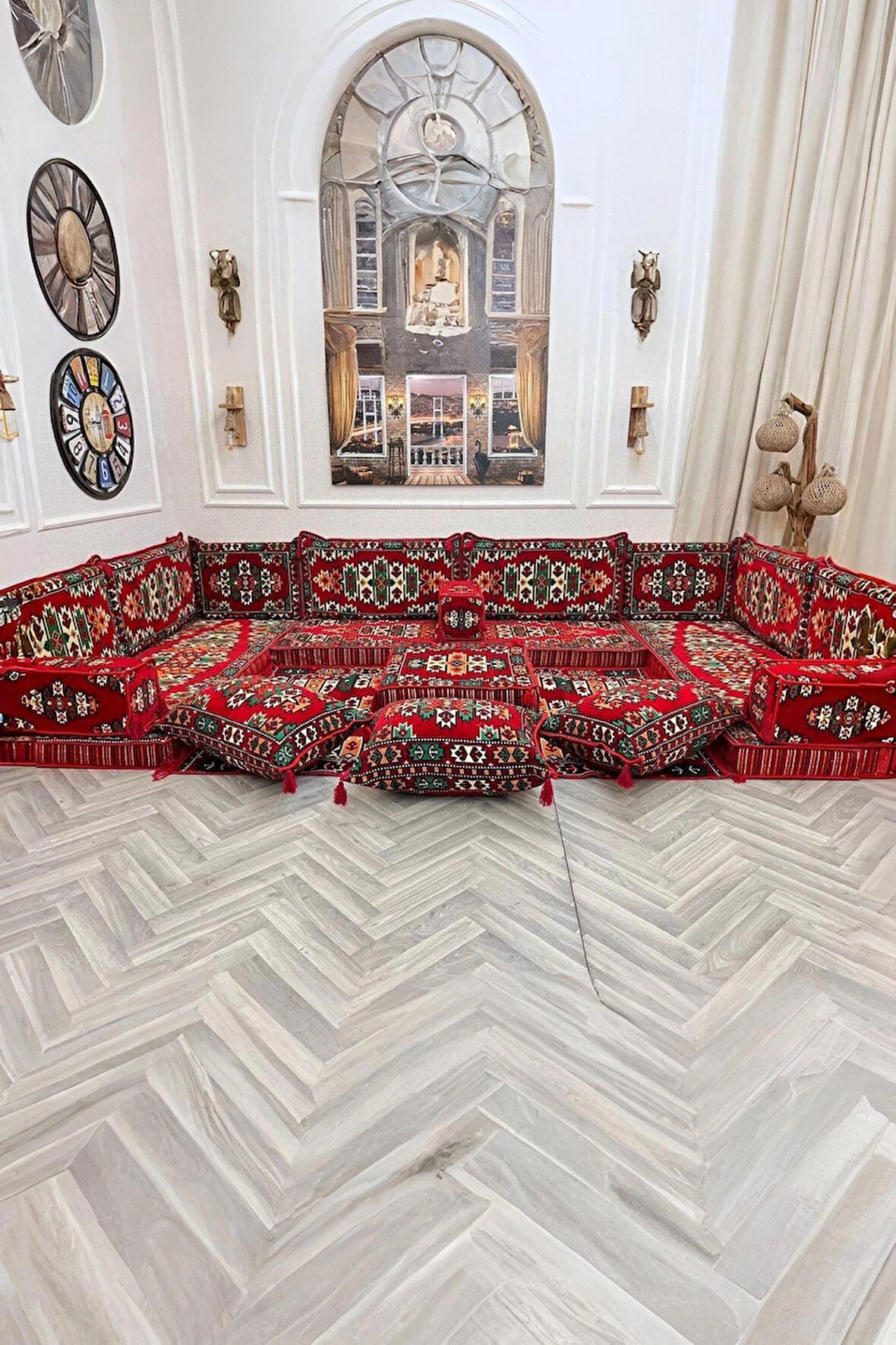 Şark Köşesi Takımı %100 Yerli Üretim | Özel Dokuma Kumaş | 10 cm Çökmeyen Sünger Minder