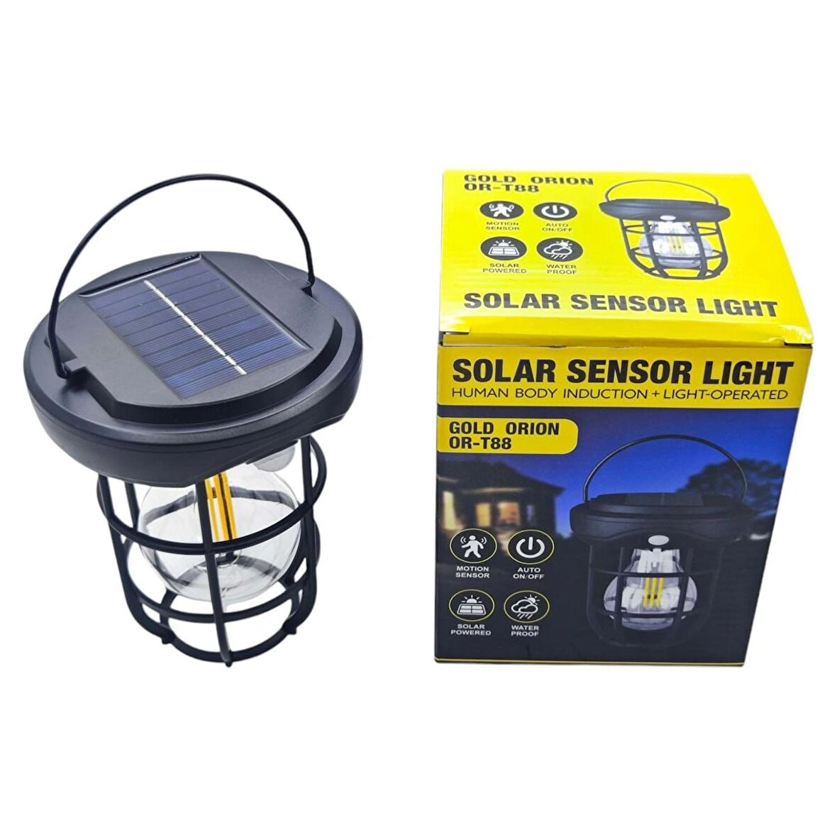 Solar Hareket Sensörlü Duvar Tipi Bahçe Aydınlatma Lambası Gold Orion CL-T88