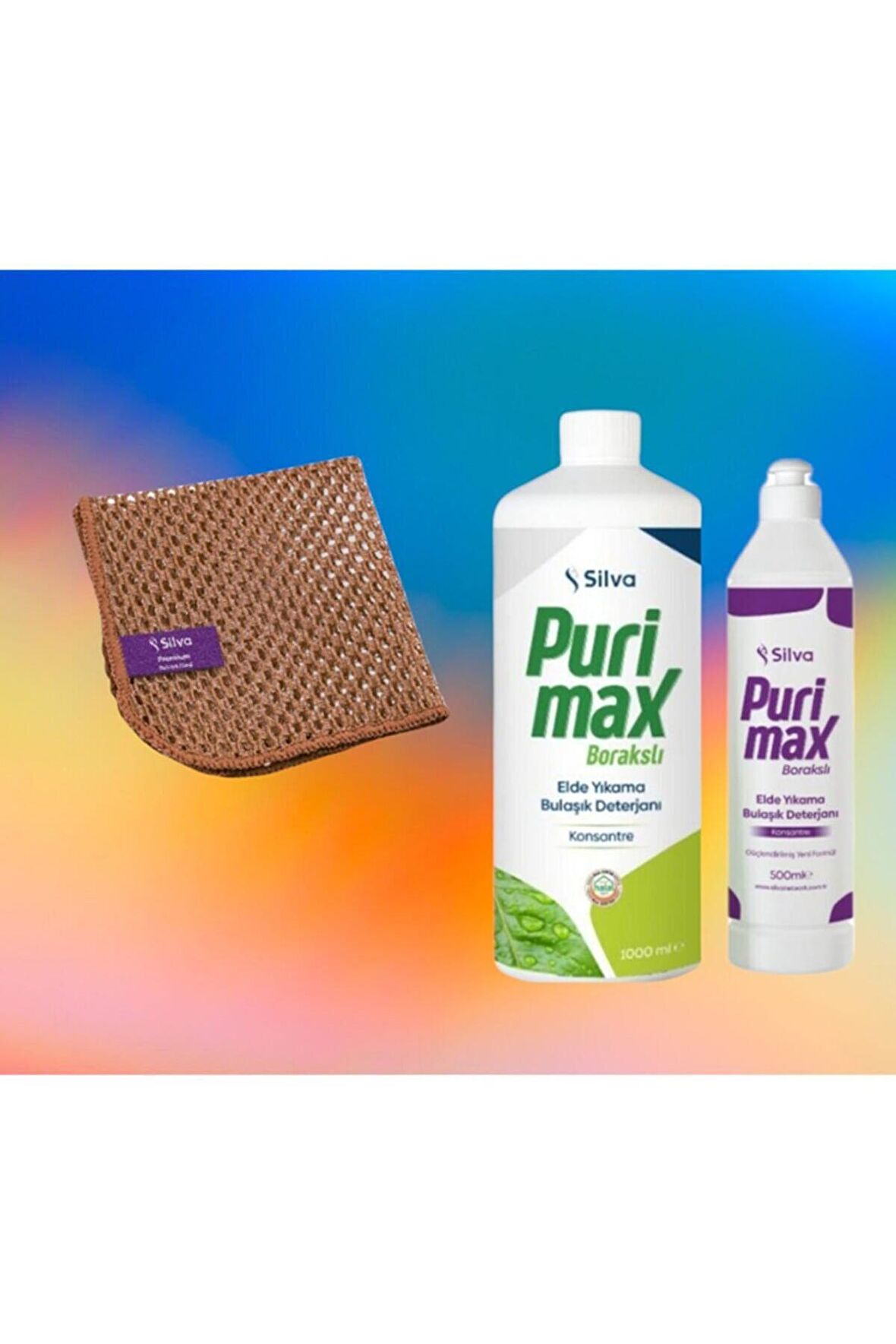 Silva Puri Max Sıvı Elde Yıkama Deterjanı 1 lt + 500 ml + Bulaşık Süngeri