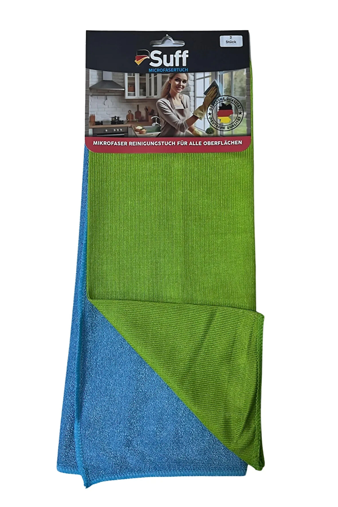 Nilüfer - Lale Mikrofiber Yüzey ve Cam Temizlik Bezi 2'li Set 40 x 40 cm, Yeşil Mavi