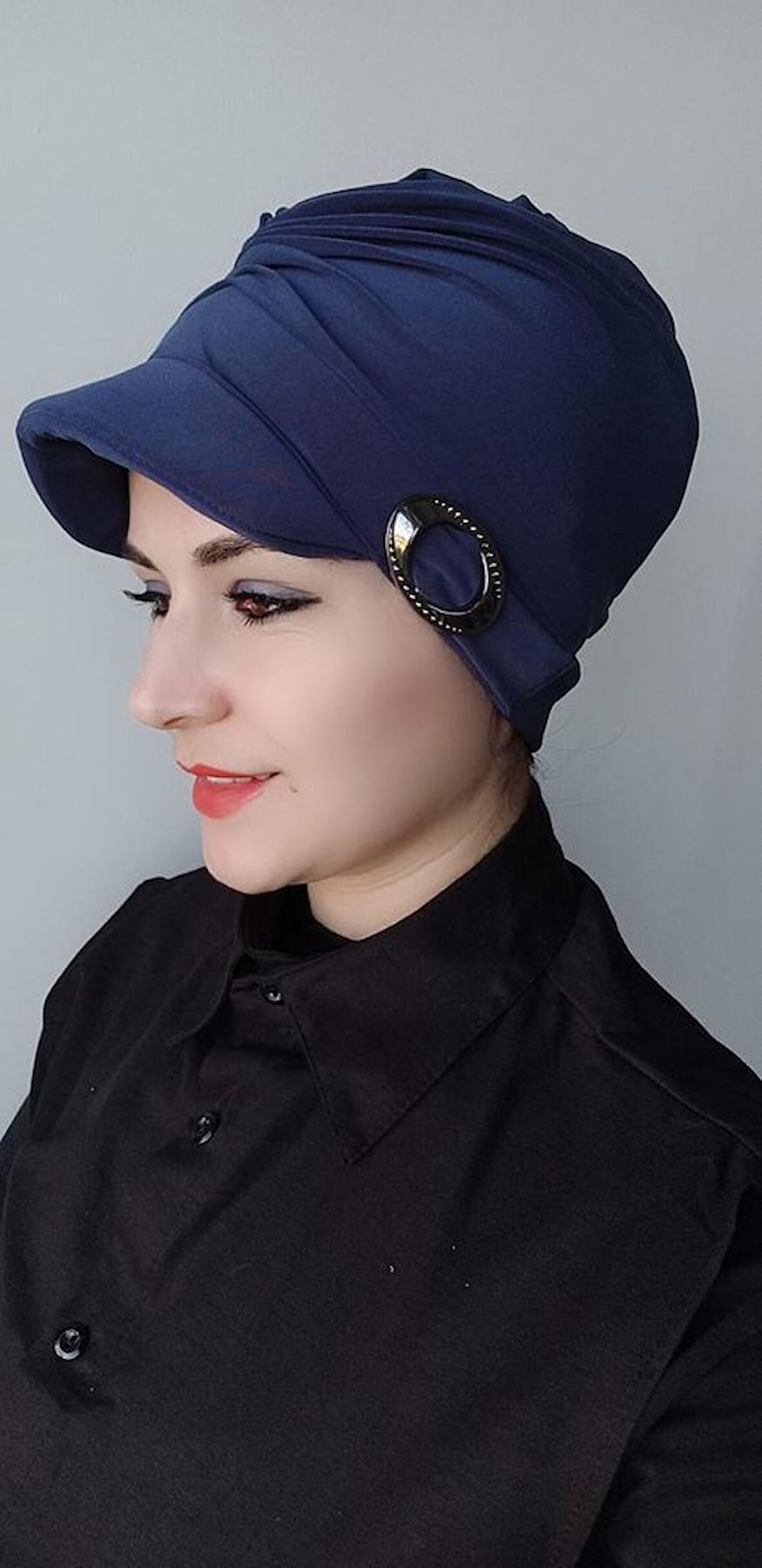 Kadın Toka Şapka Bone Açık Mavi