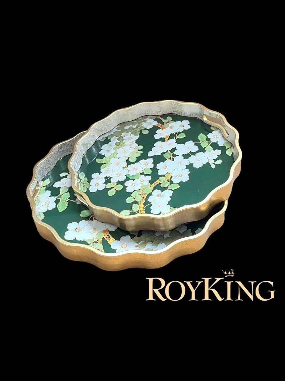 Royking Bahardalı 2 Li  Yuvarlak Tepsi 34x4cm - 39x4cm FX 032