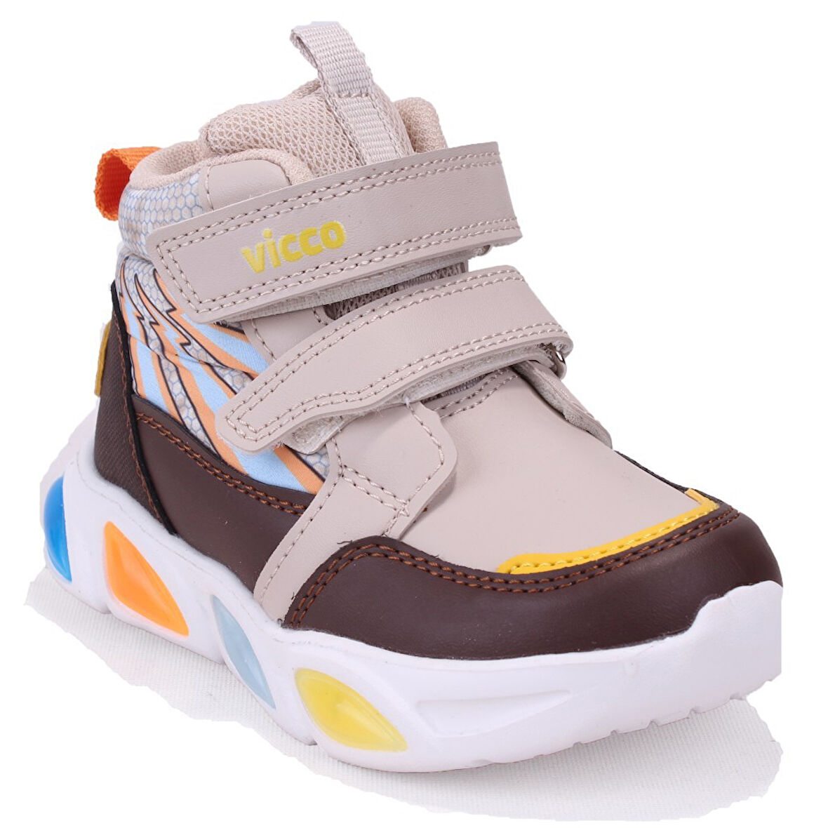 Vicco David 946P25K420 Bej Ortopedik Günlük Işıklı Erkek Çocuk Spor Bot