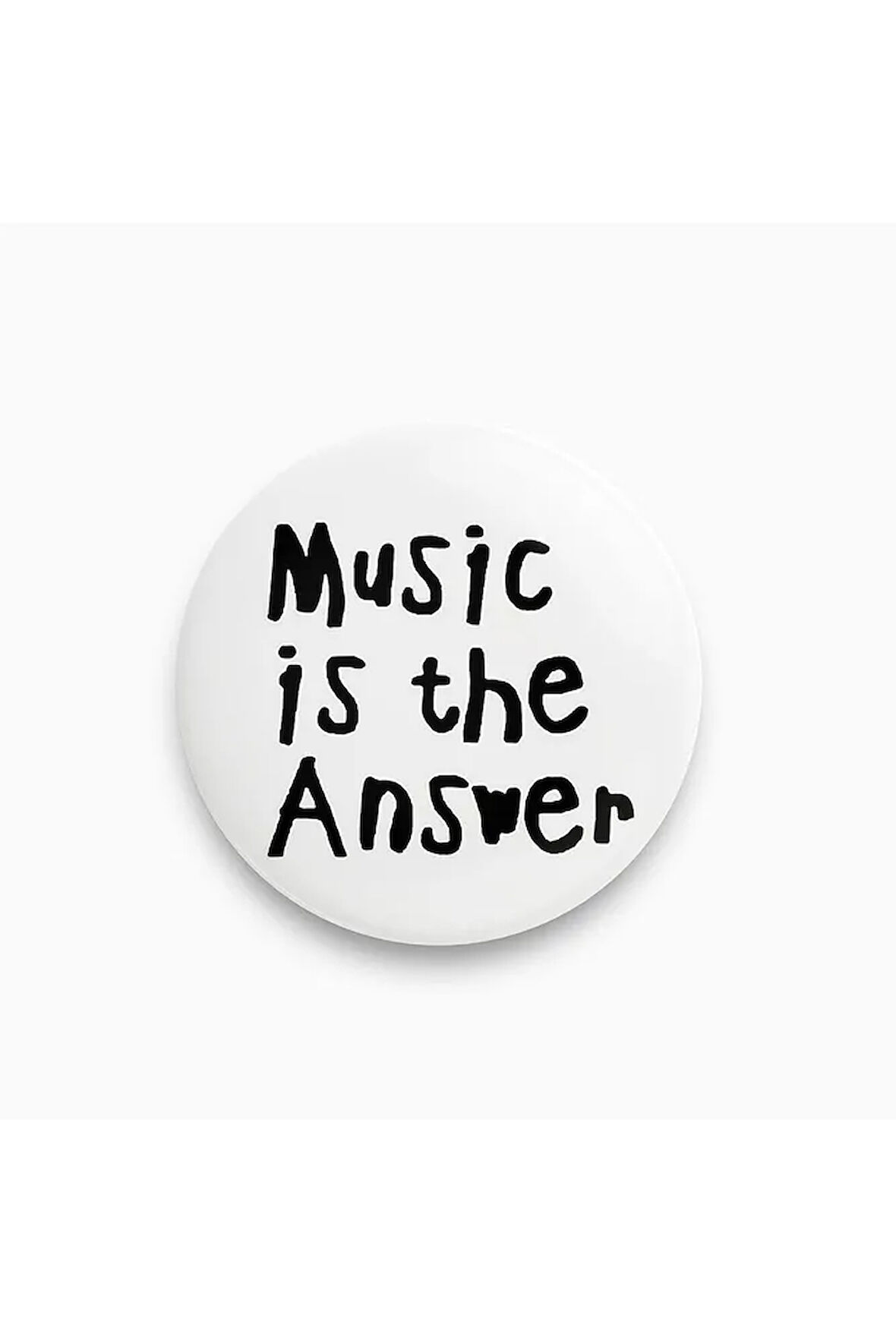 Music Is The Answer Yazılı Siyah Beyaz Y2K Stil Rozet