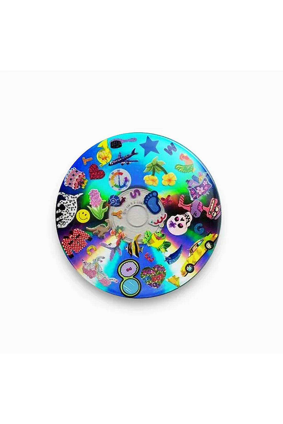 CD Şeklinde Karışık Renk Chrome Y2K Grunge Stil Rozet