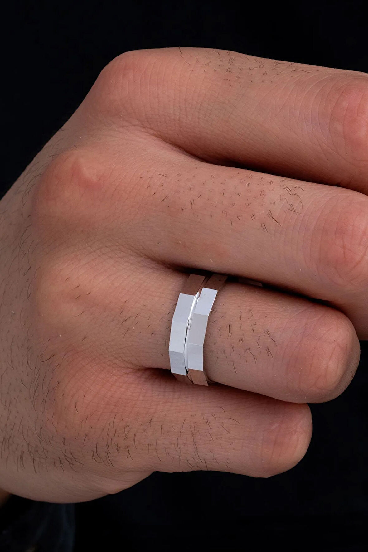 Erkek Gümüş Yüzük - 925 Ayar Yakamoz Model Gümüş Alyans Yüzük