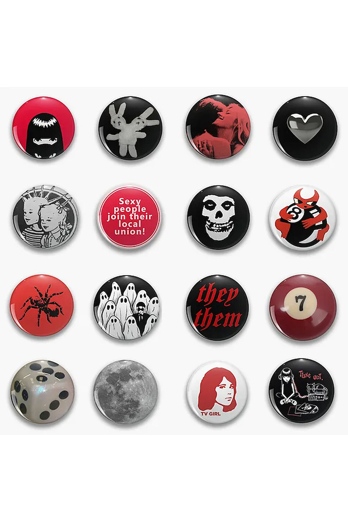 16 Adet Rozet Paketi Metal Y2K Grunge Stil - Paket Model 4