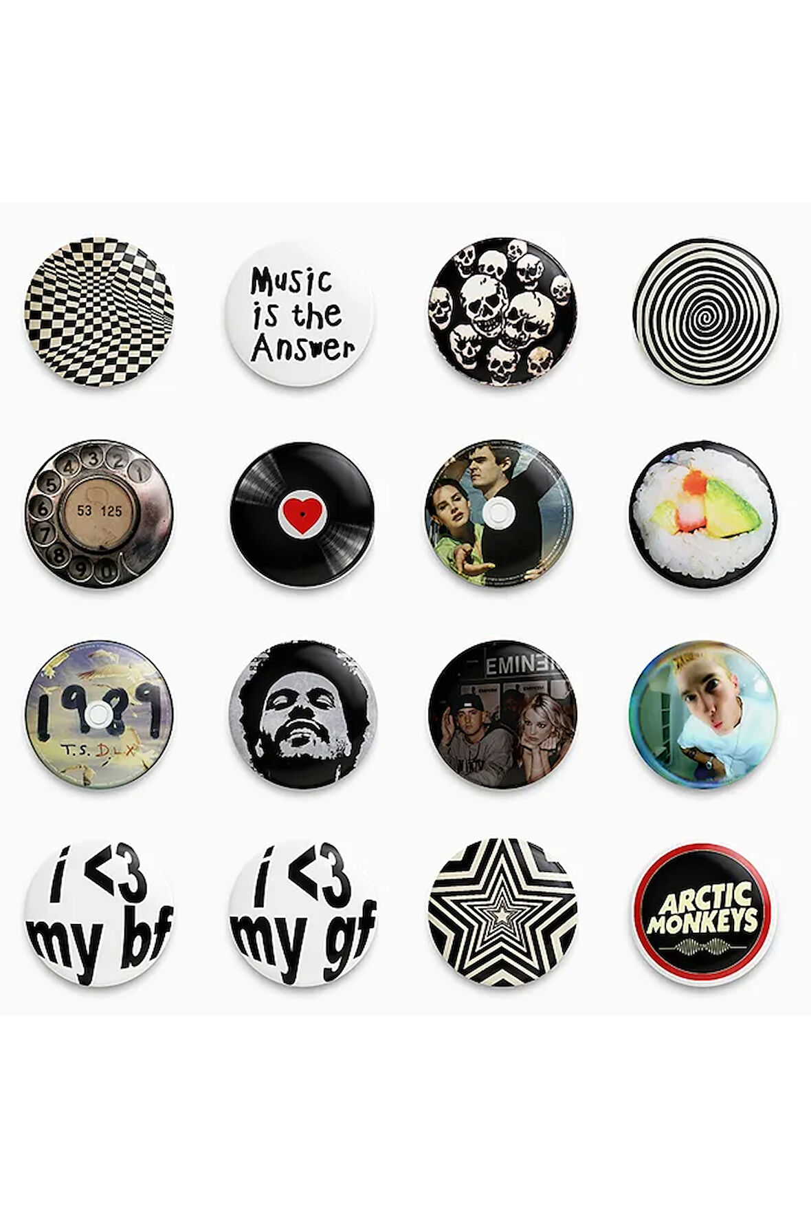16 Adet Rozet Paketi Metal Y2K Grunge Stil - Paket Model 5