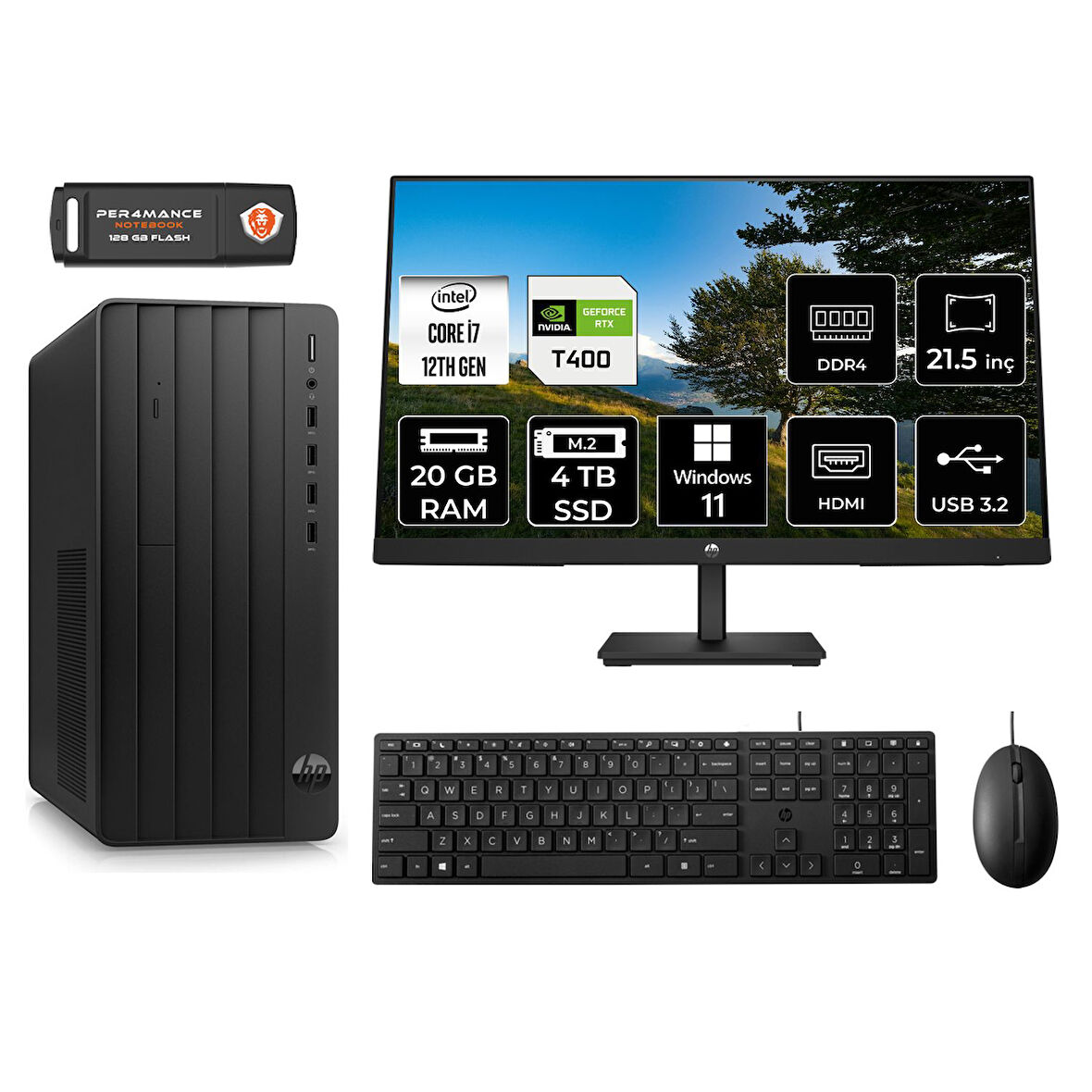 HP PRO TOWER 290 G9 MA3EAD070 i7 12700 20GB RAM 4TB SSD 21.5" W11H MASAÜSTÜ PC