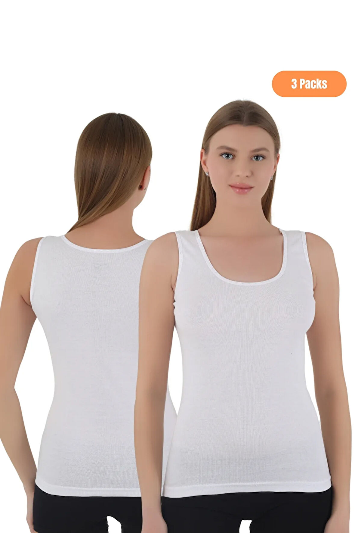 Kadın 3'lü Ribana Kumaşlı Kalın Askılı Atlet Seti