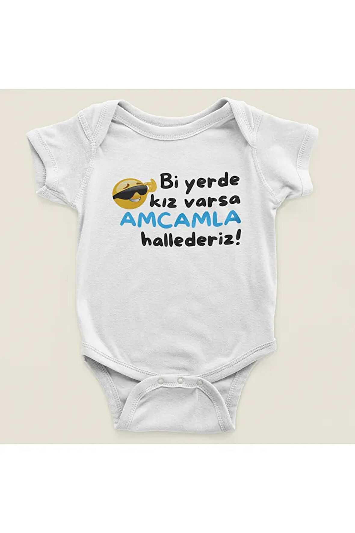 Bir Yerde Kız Varsa Amcamla Hallederiz ! Yazılı Pamuklu Yumuşak Unisex Çıtçıtlı Body Zıbın