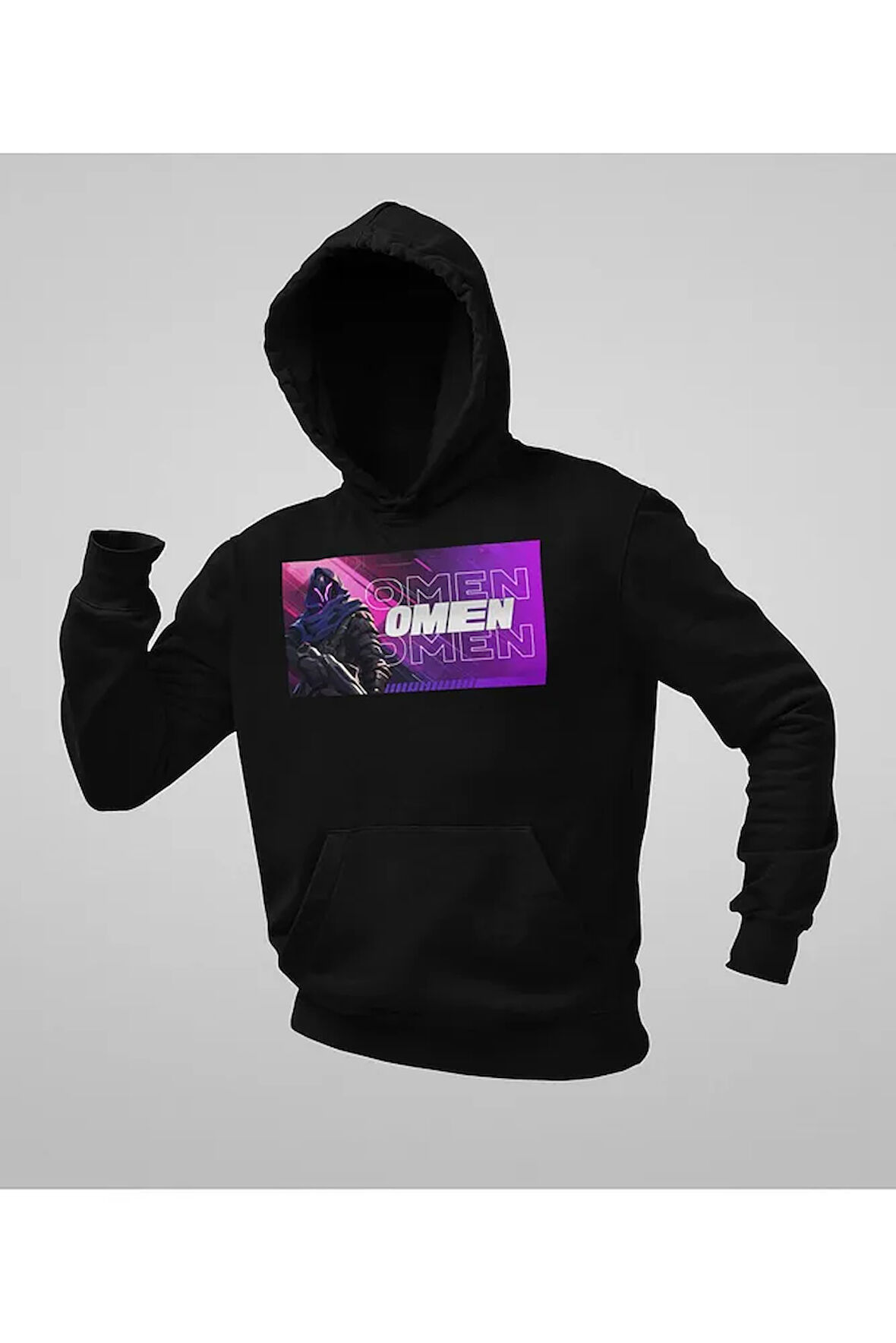 Omen Baskılı Unisex Oversize Vvalorant Hoodie
