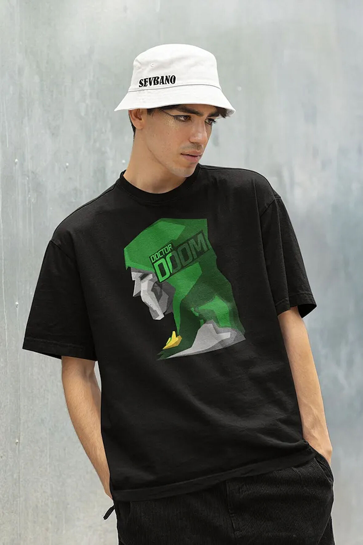 Marvel Karakter Baskılı Unisex Tişört, Oversize Doctor Doom Tişört