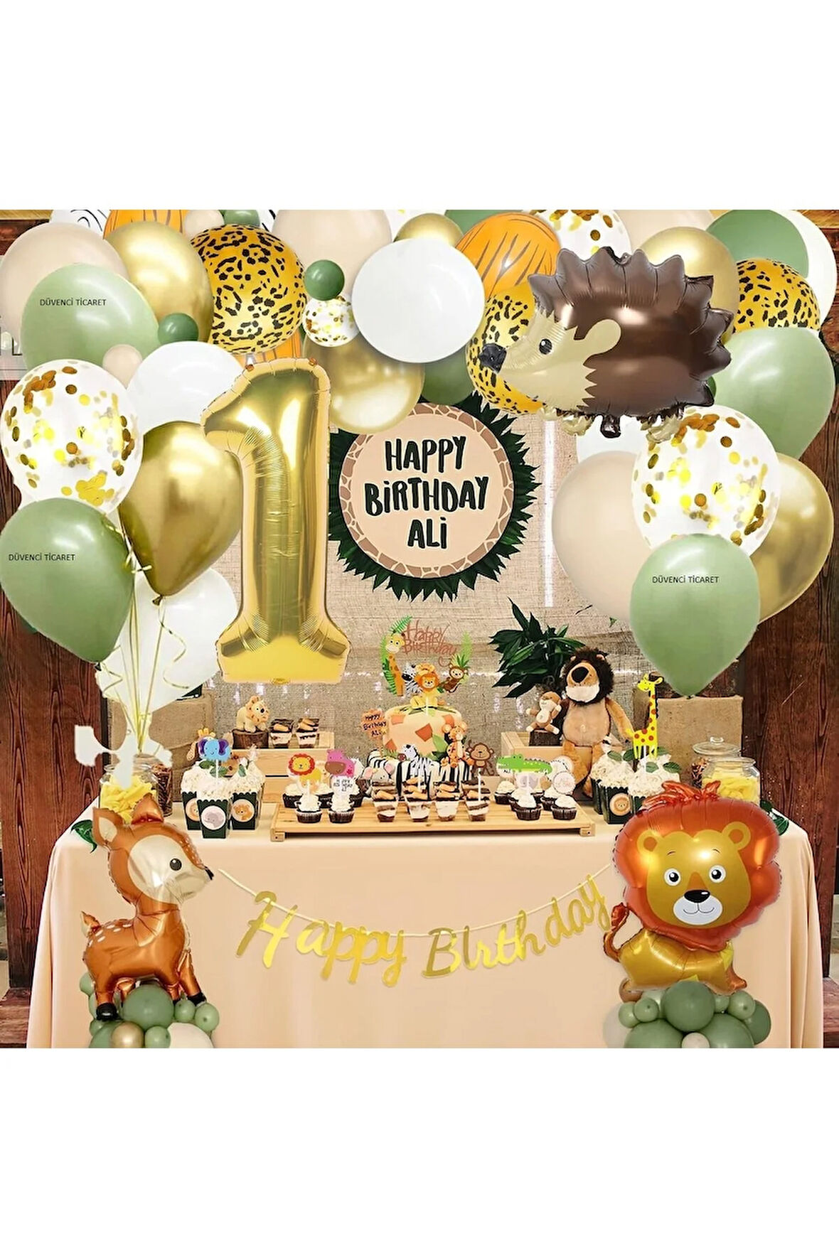 KİPRİ CEYLAN ASLAN FOLYOLU 1 YAŞ DOĞUM GÜNÜ BALON SET