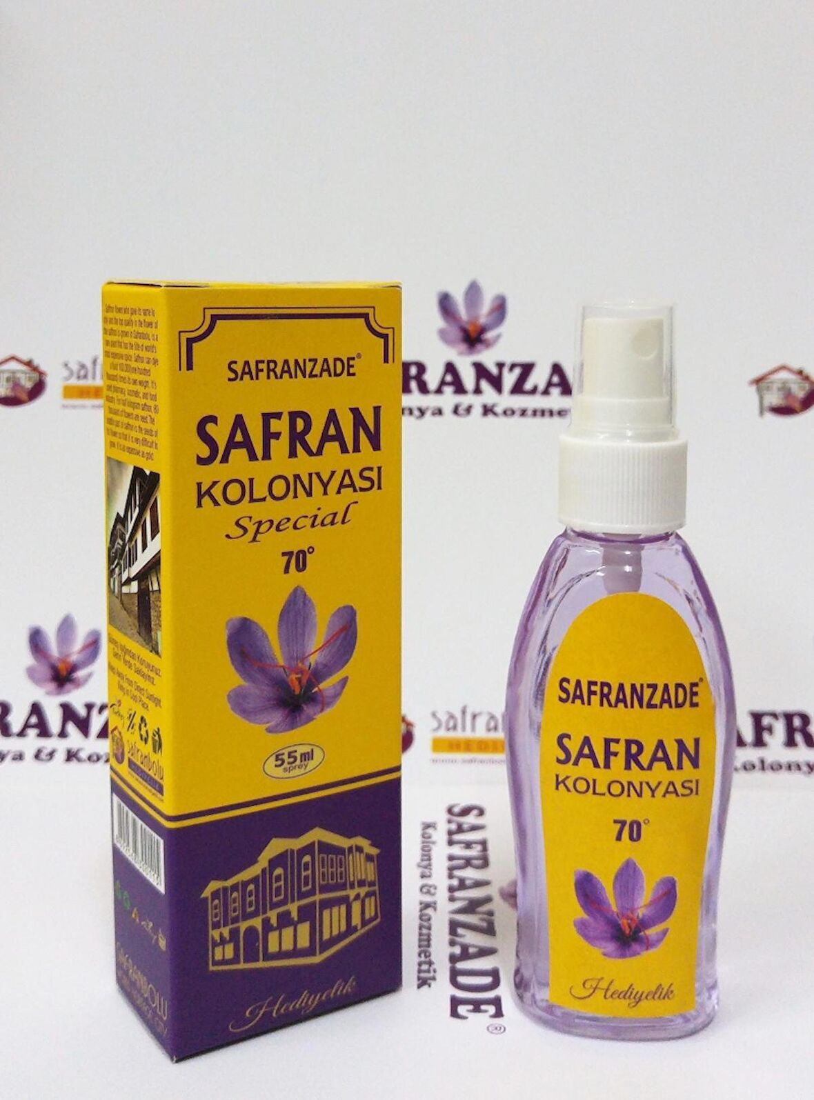 Safranzade Mor Safran 70 Derece Sprey Pet Şişe 55 ml Kolonya