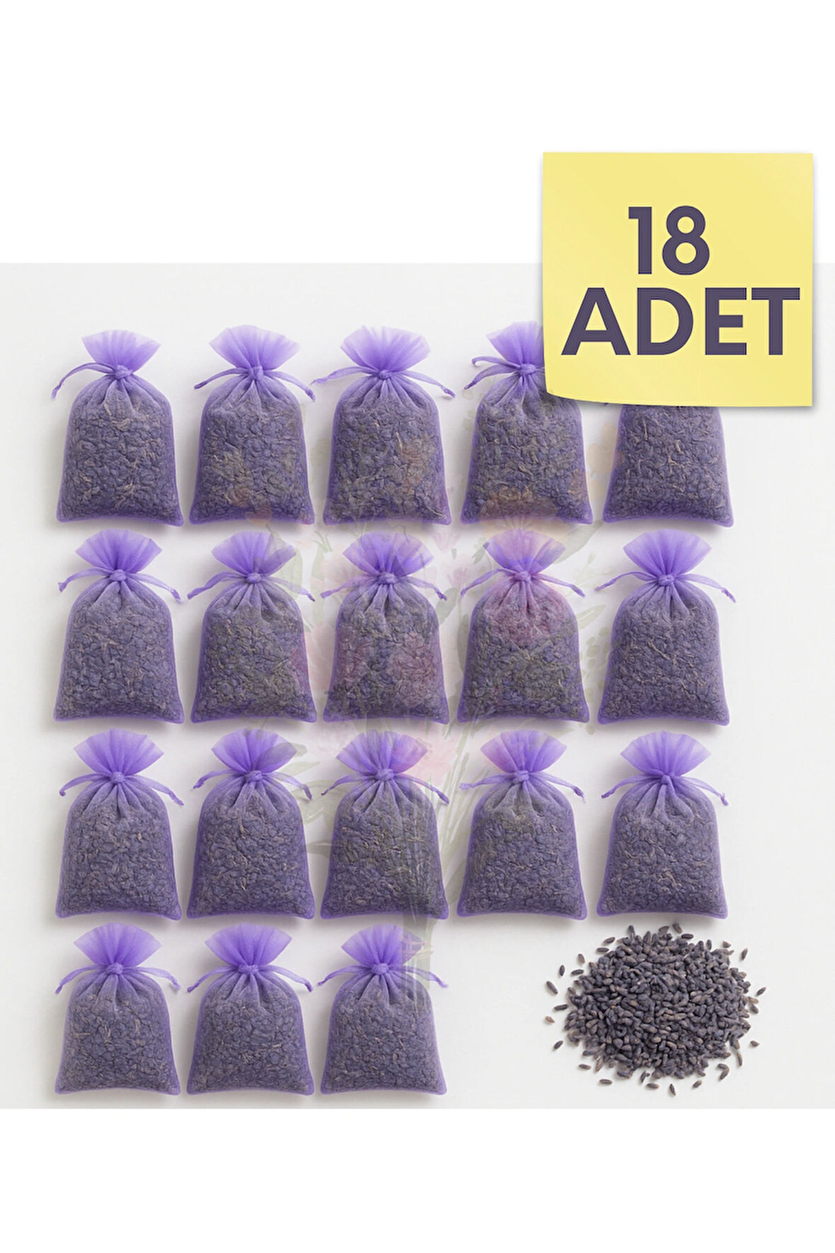 Lavanta Kesesi – 18’li Set | 7x9 cm | Güçlü Koku | Doğal & Taze Lavanta