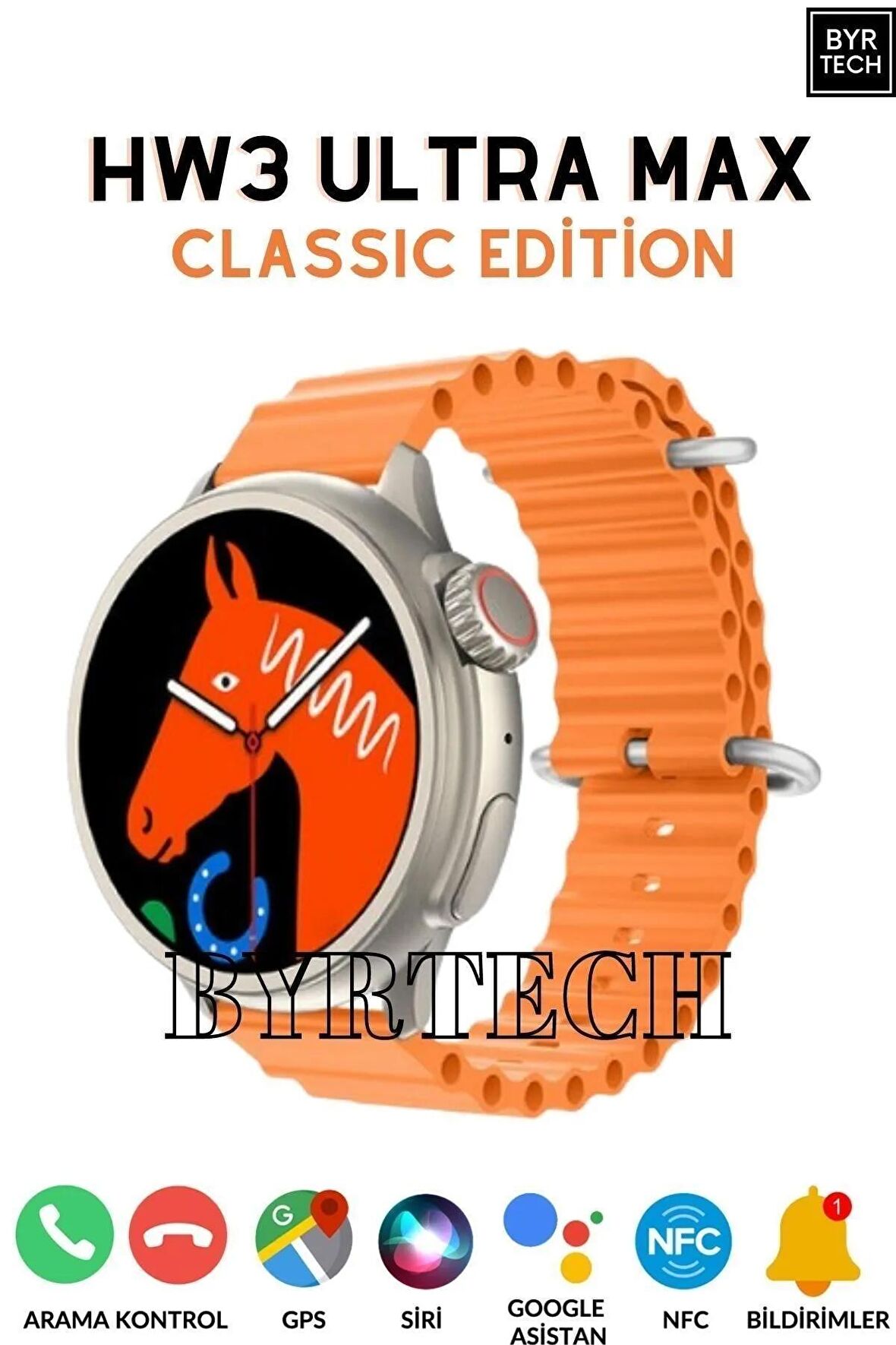 HW3 Ultra Max GPS/NFC/Siri Destekli 51 mm Classic Edition Watch 8 Ultra Max Akıllı Saat