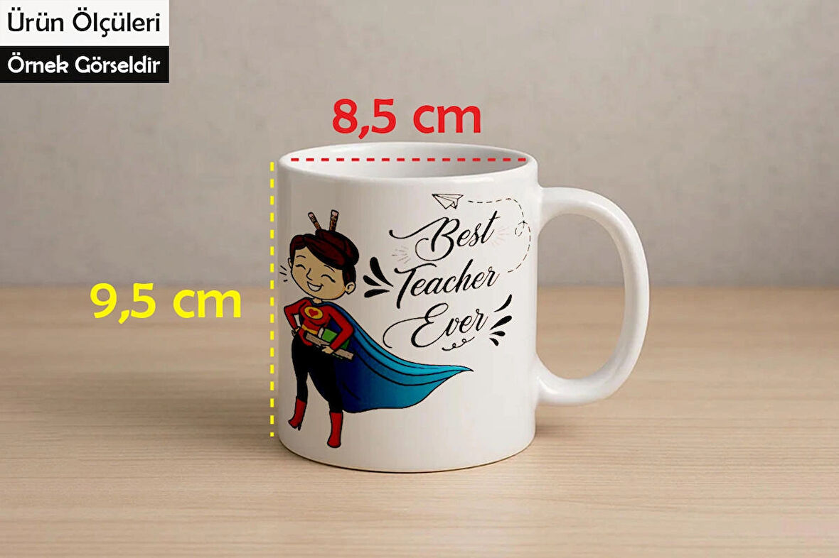 Süper Kahraman Desenli Öğretmenler Günü Hediyesi Kupa Bardak
