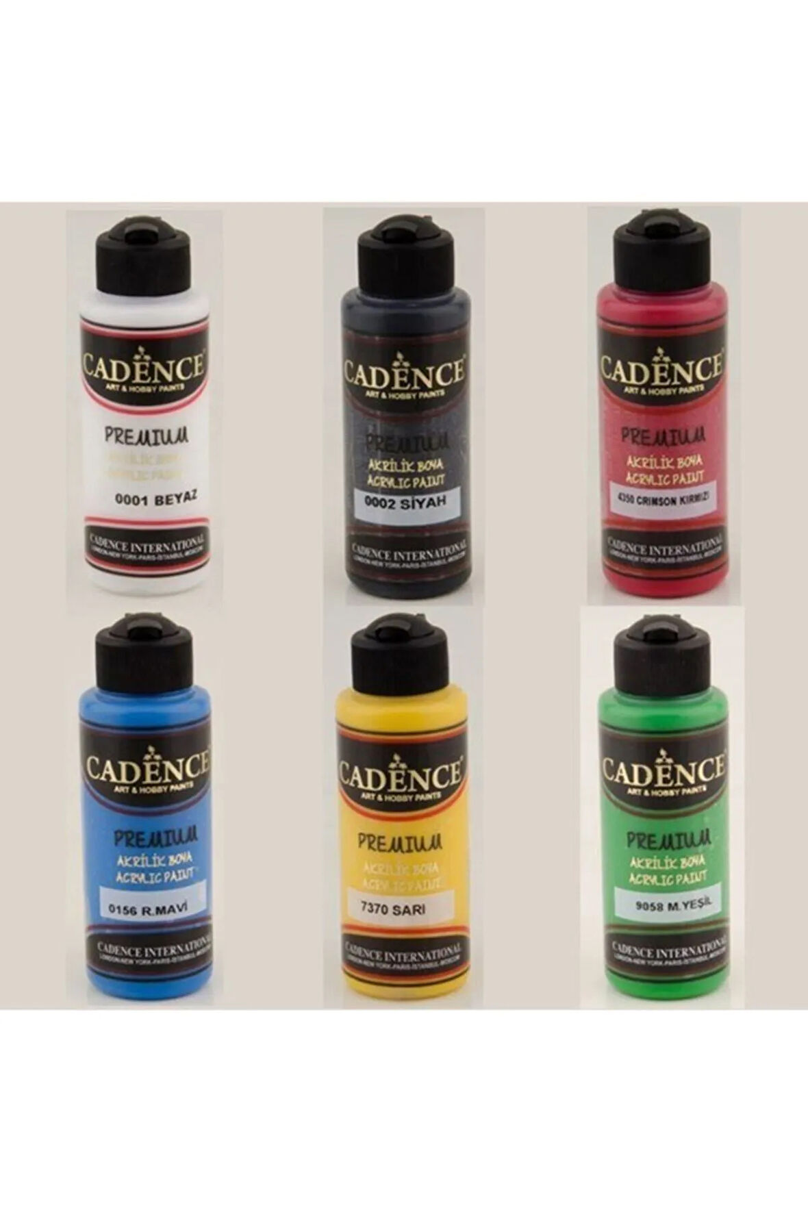 Premium Akrilik Boya Canlı Renkler 6x120ml Set