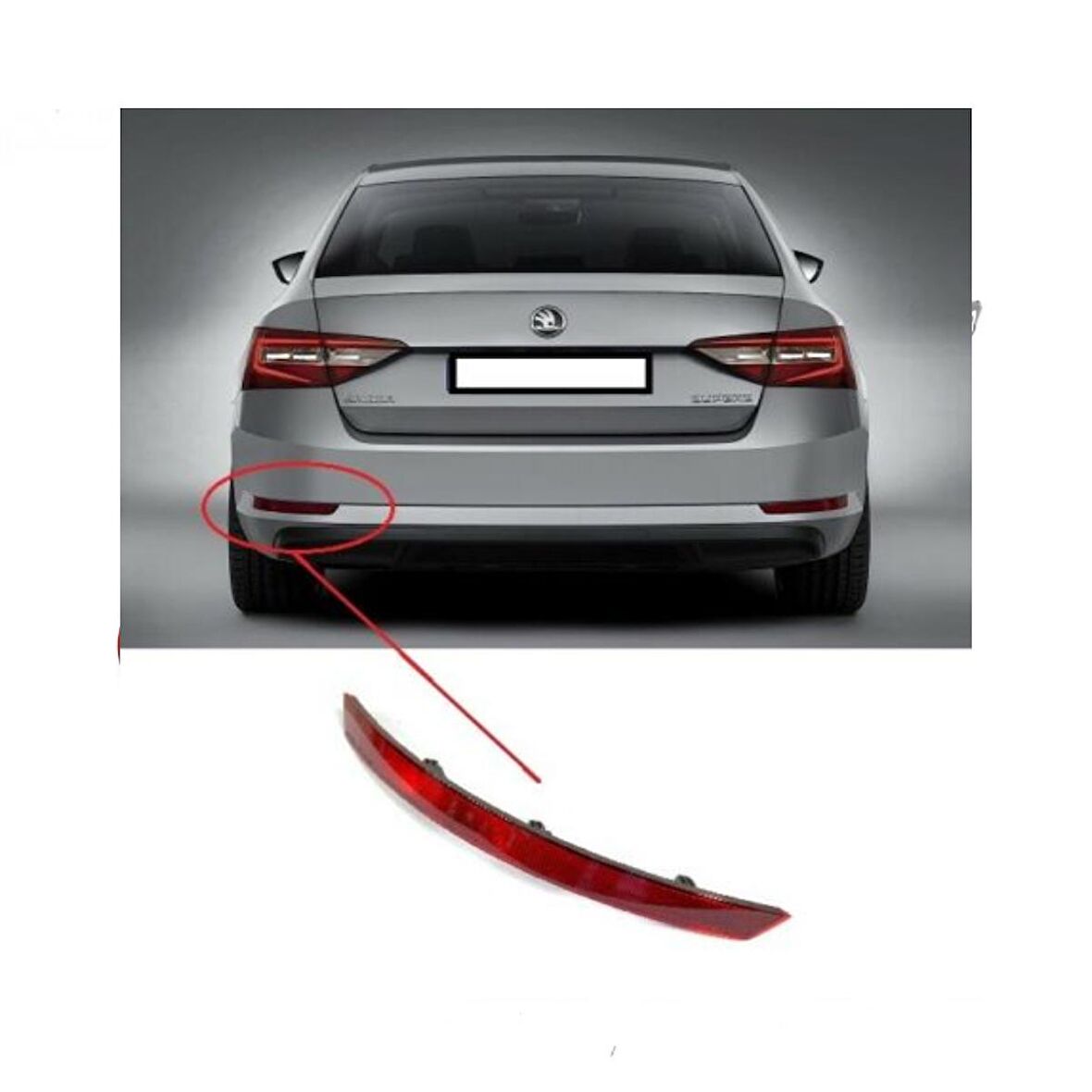 SKODA SÜPERB 2015 - 2019 SOL ARKA TAMPON REFLEKTÖRÜ 