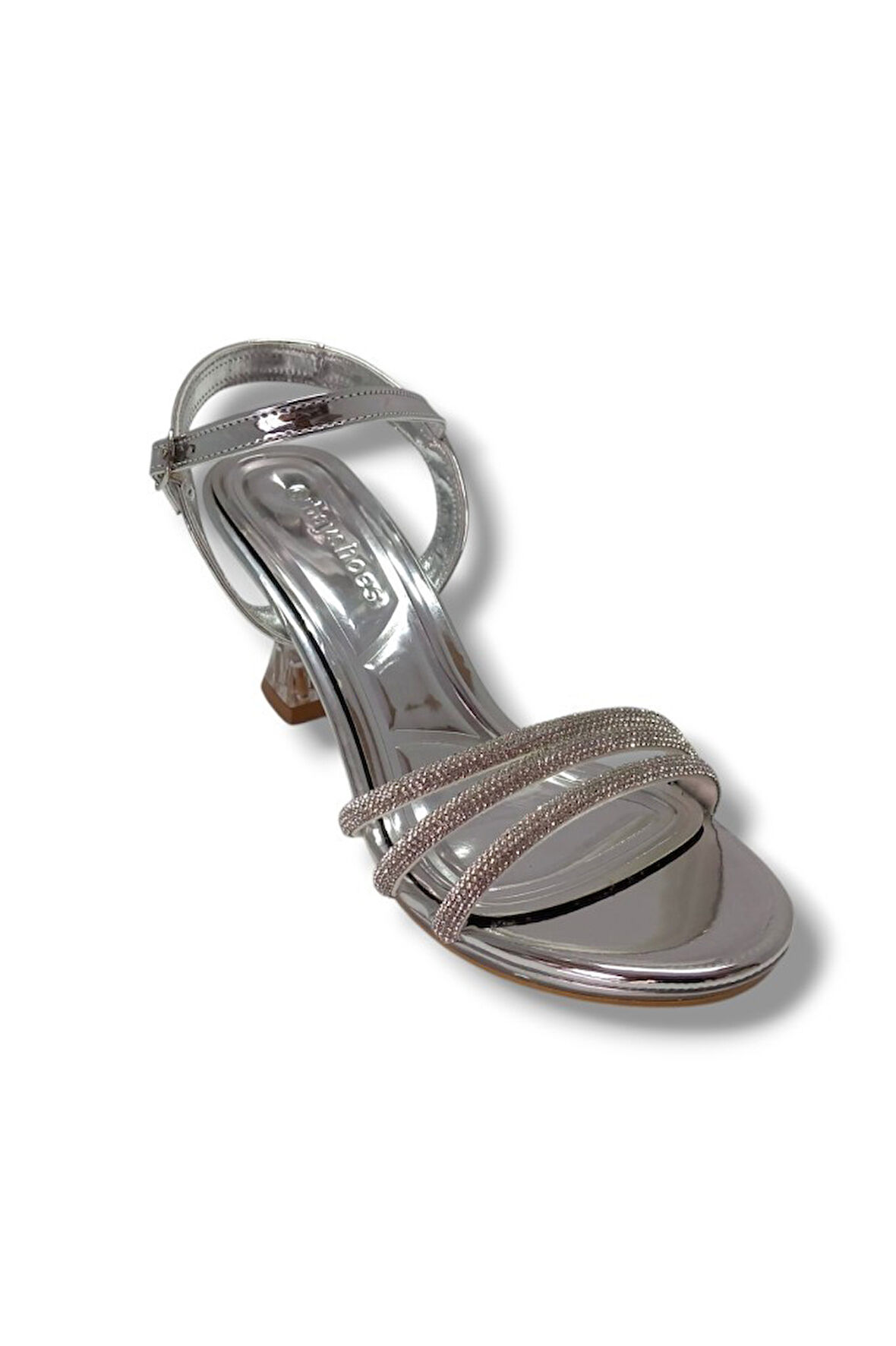 Erbay 84-25 Deri Taşlı Şeffaf Topuk Anatomik Kadın Sandalet