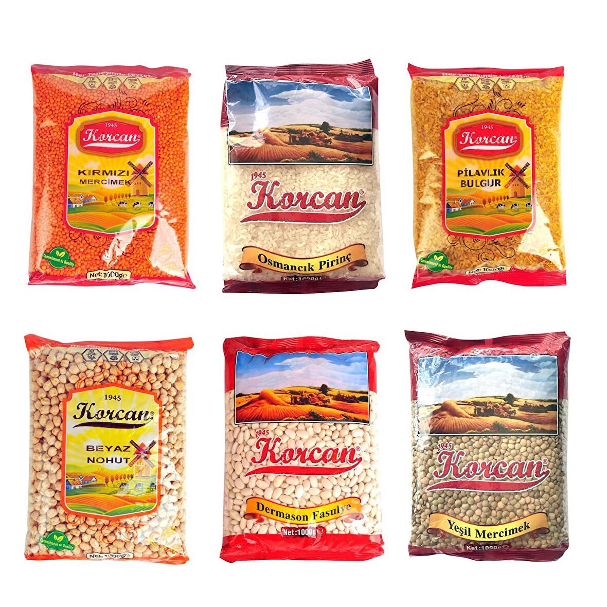 Korcan Bakliyat Seti 1 kg x 6 lı Avantaj Paketi
