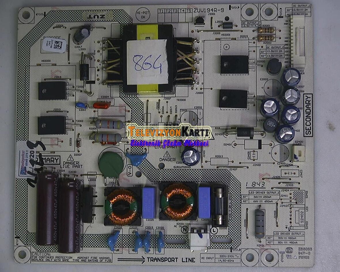 ZUV194R-9, ZWT140, Beko B40L 5745 4B, Power Board , Besleme, RDL400FY-QD0-700