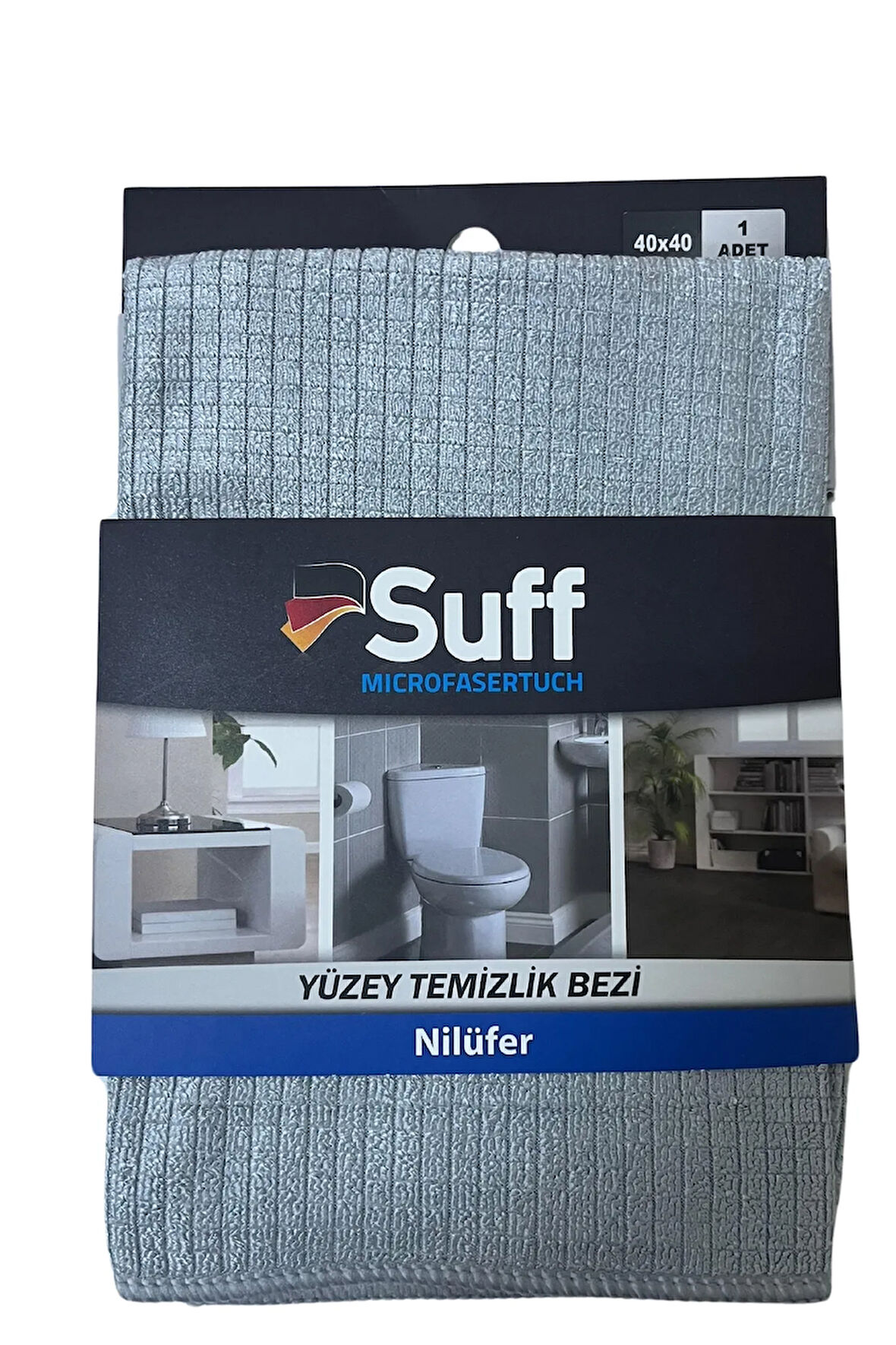 Nilüfer Damalı Mikrofiber Yüzey Temizlik Bezi 40 x 40 cm, Gri