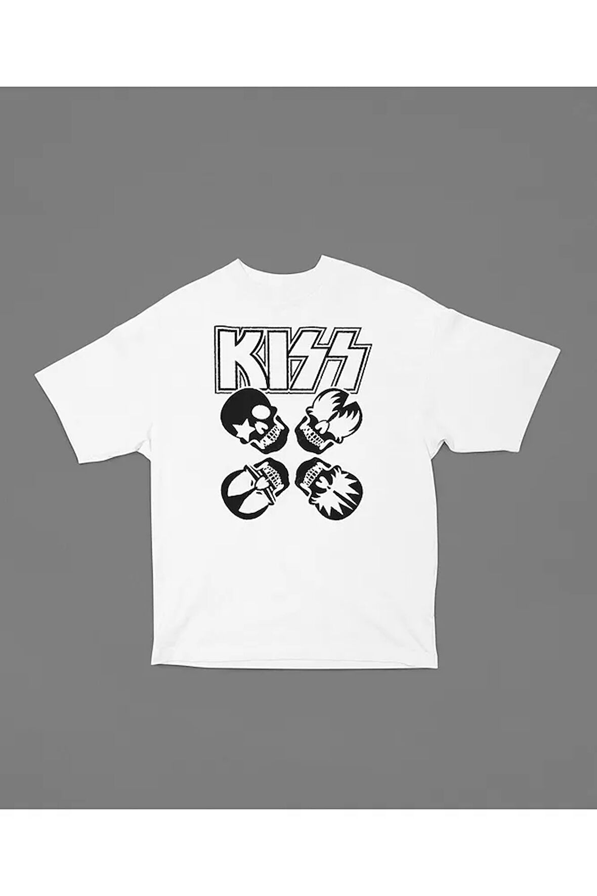 Müzik Grubu Kiss Baskılı Unisex Tişört, Oversize Rock Metal Tişört