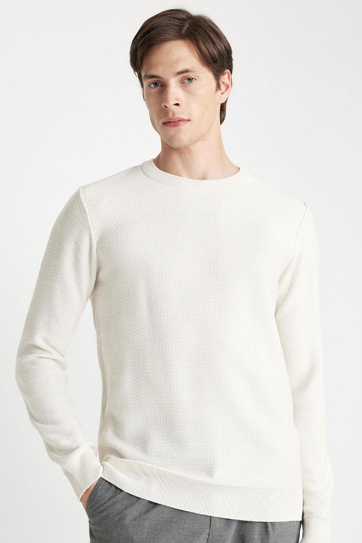 DeFacto Standart Fit Bisiklet Yaka Kazak C9618AX24AUBG734