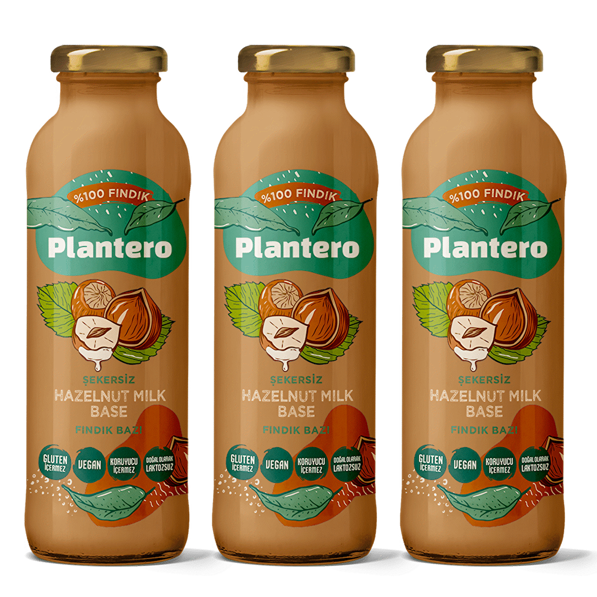 PLANTERO 3'lü Set Fındık Bazı Konsantre 250 gr x 3 (18 Lt Bitkisel Süt) Fındık Katkısız Koruyucusuz