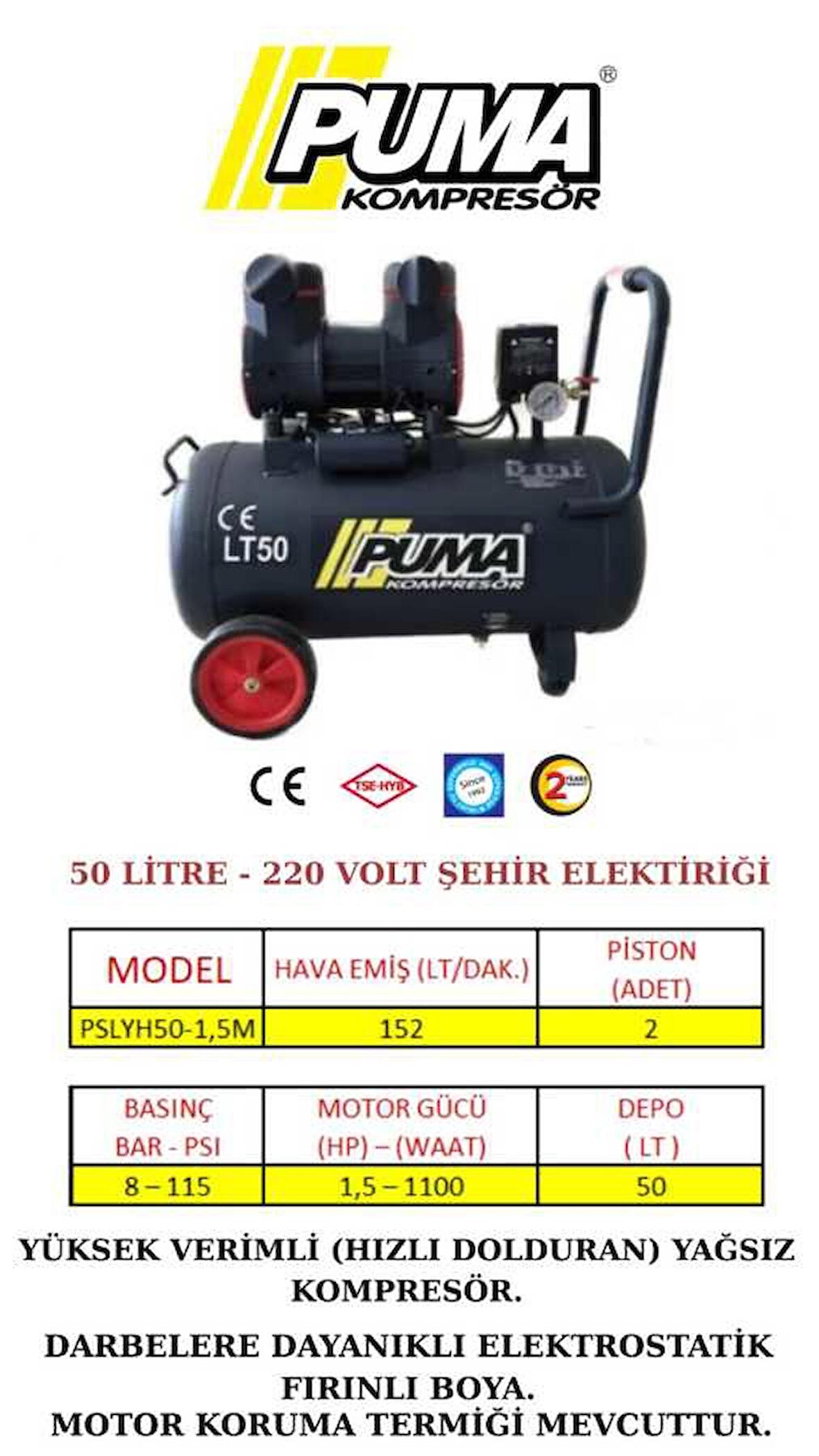 50 LT KOMPRESÖR (YAĞSIZ)