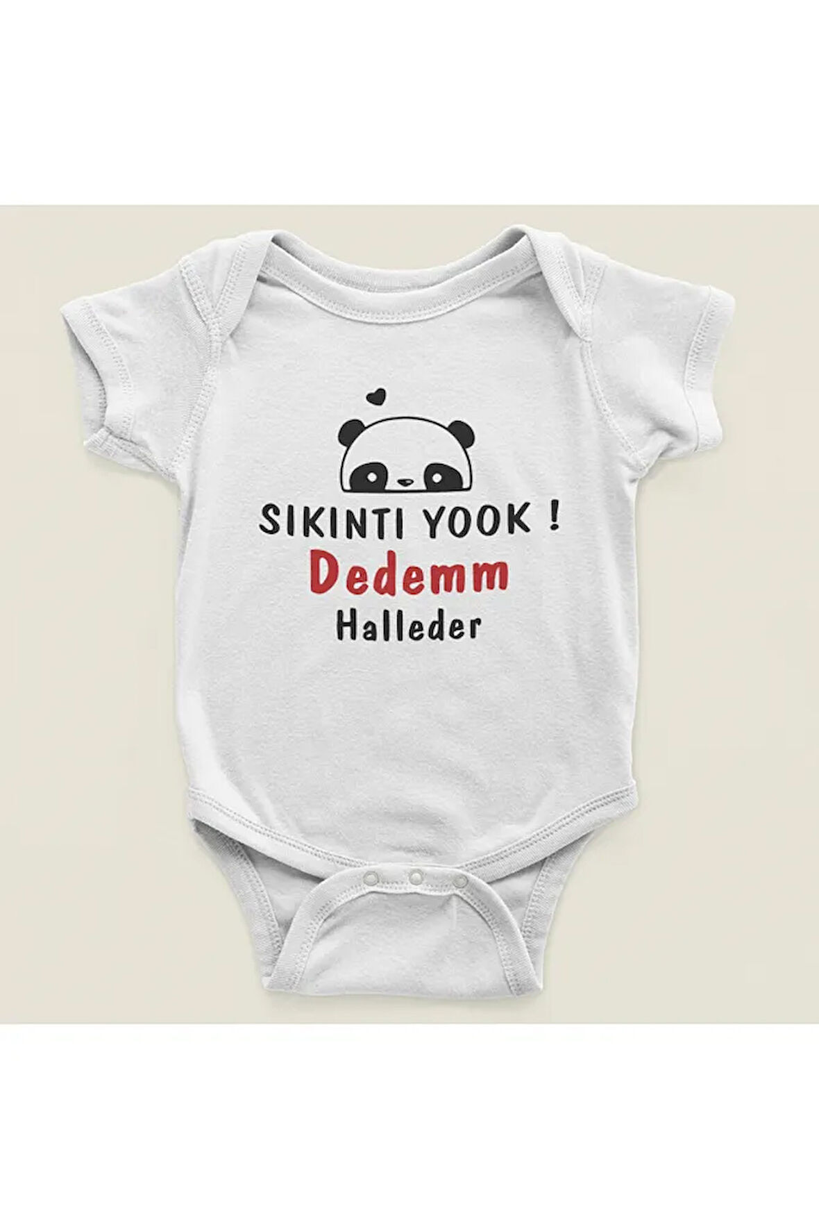 Sıkıntı Yok Dedem Halleder Yazılı Pamuklu Yumuşak Unisex Çıtçıtlı Body Zıbın