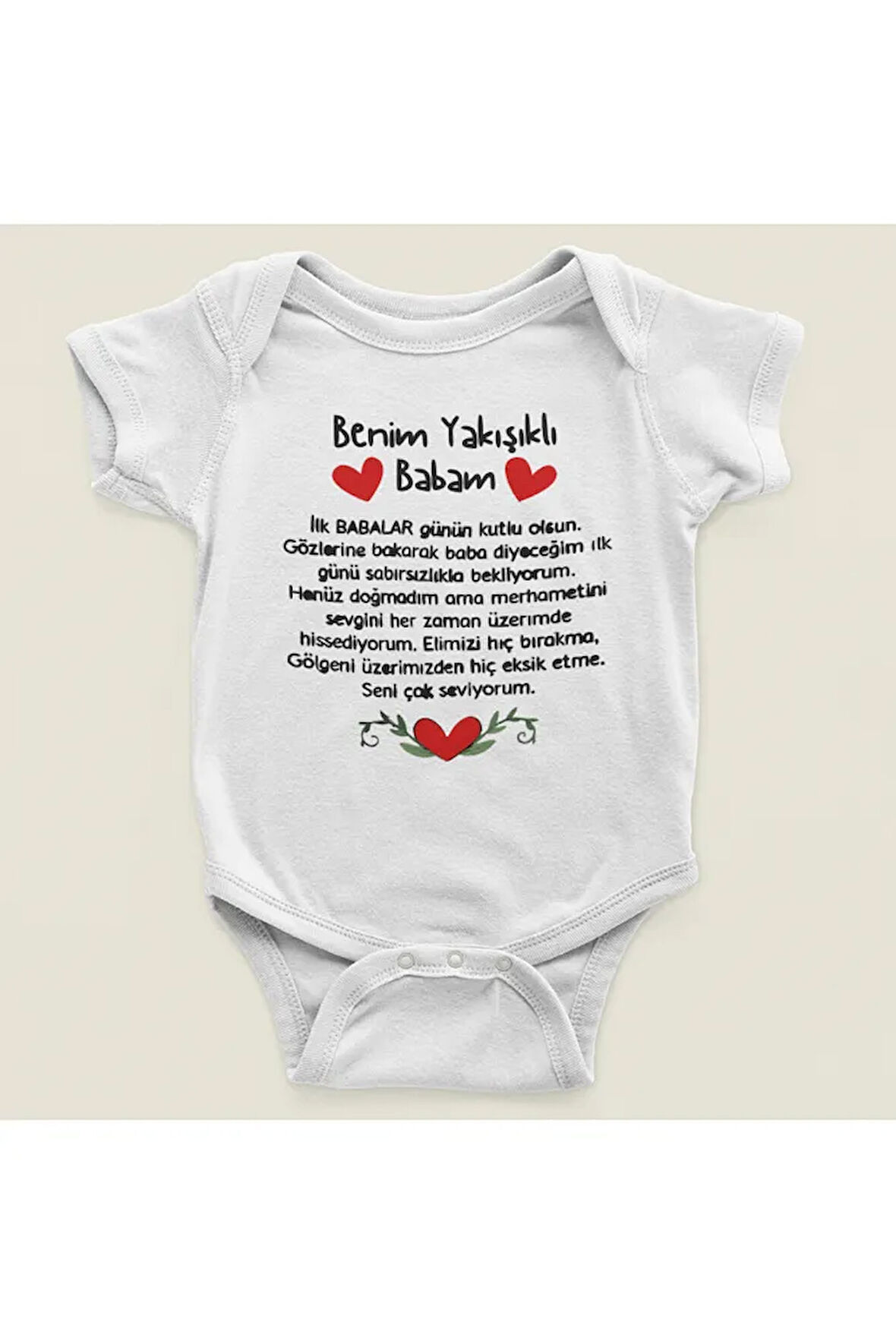 Babalar Günü Benim Yakışıklı Babam Yazılı Pamuklu Yumuşak Unisex Çıtçıtlı Body Zıbın