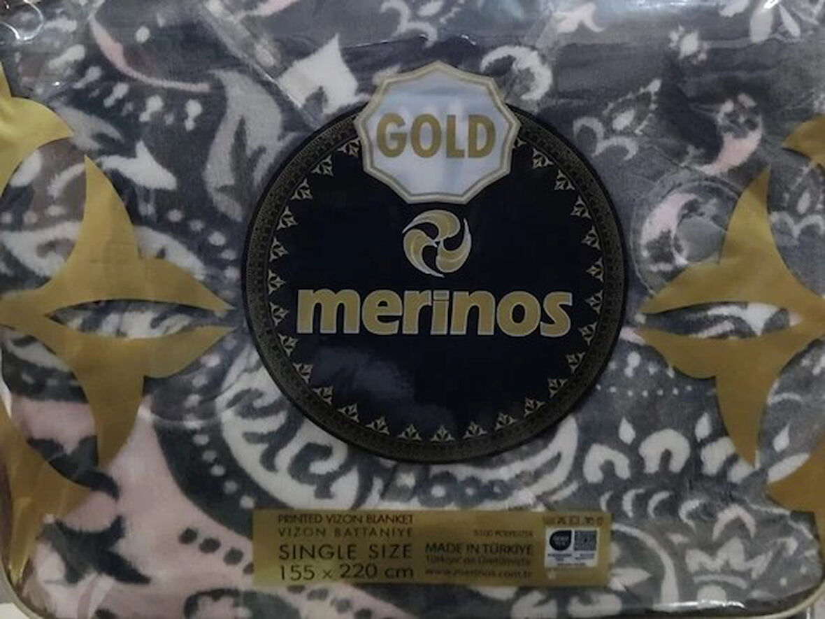 Merinos Gold 2 Kg Tek Kişilik Battaniye 155x220 Gri Pembe Rengi