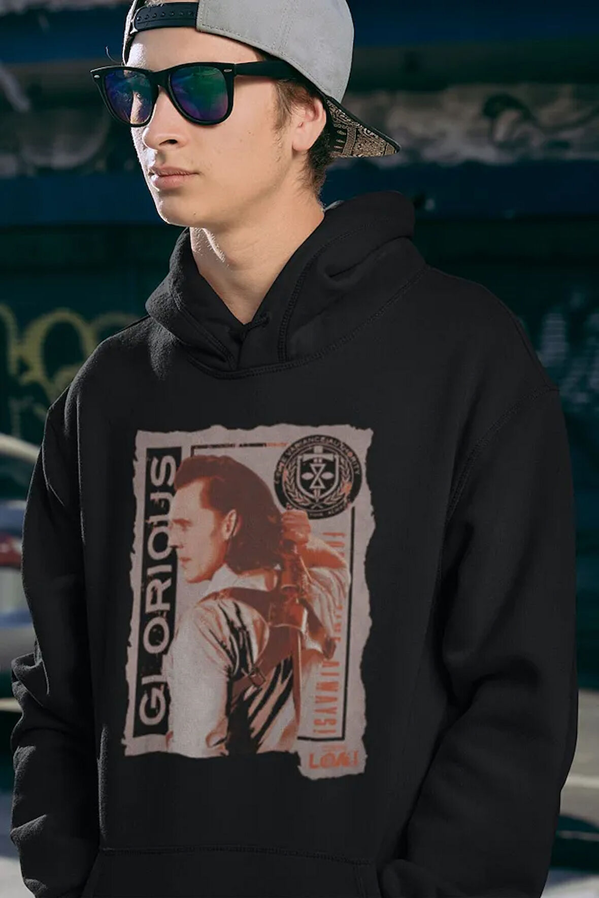Avengers Loki Baskılı Unisex Oversize Marvel Hoodie