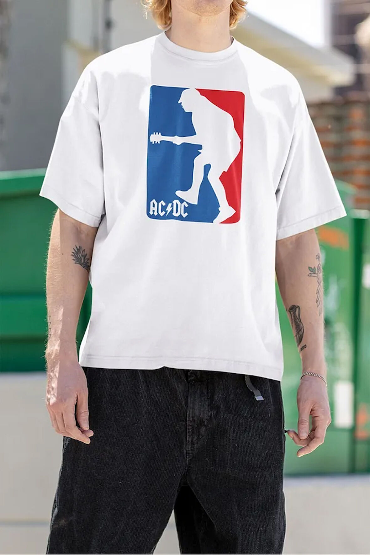 Ac Dc Rock Metal Basketbol Logo Baskılı Unisex Oversize Tişört