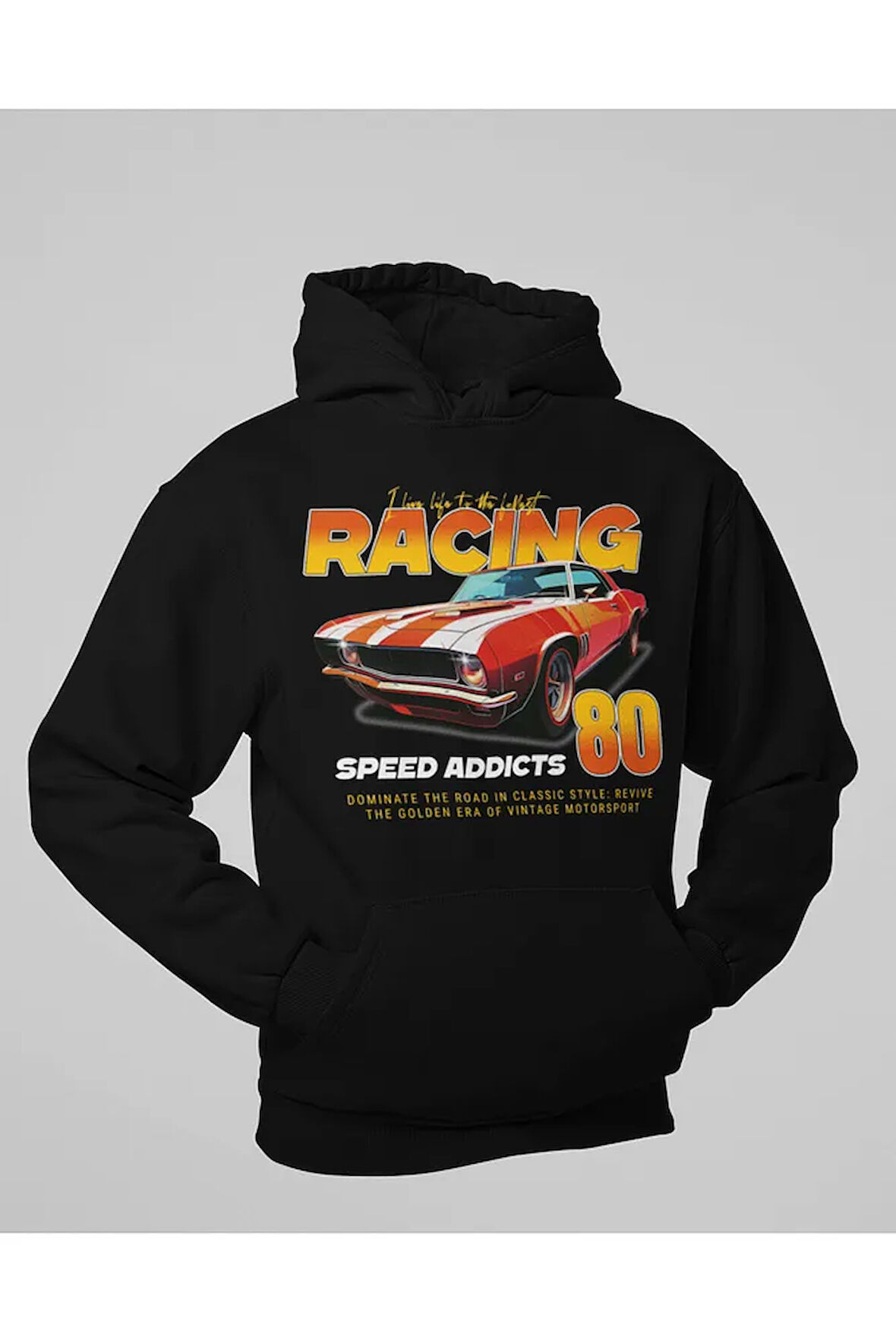 Racing Speed Addicts 80 Baskılı Unisex Oversize Araba Hoodie