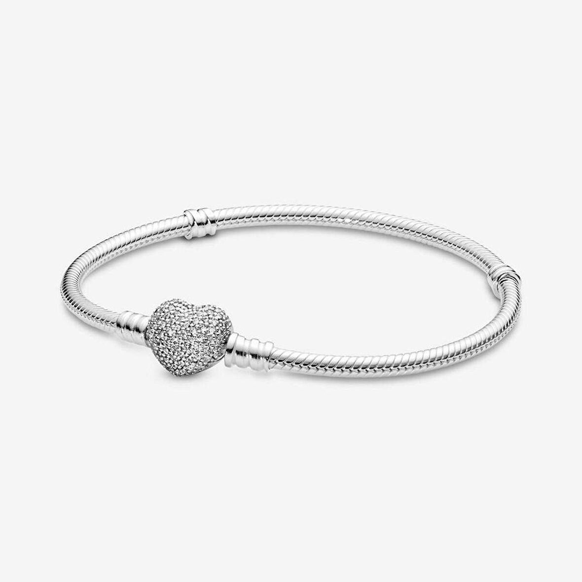 Pandora Pavé Kalp Klipsli Bileklik 590727CZ-17cm