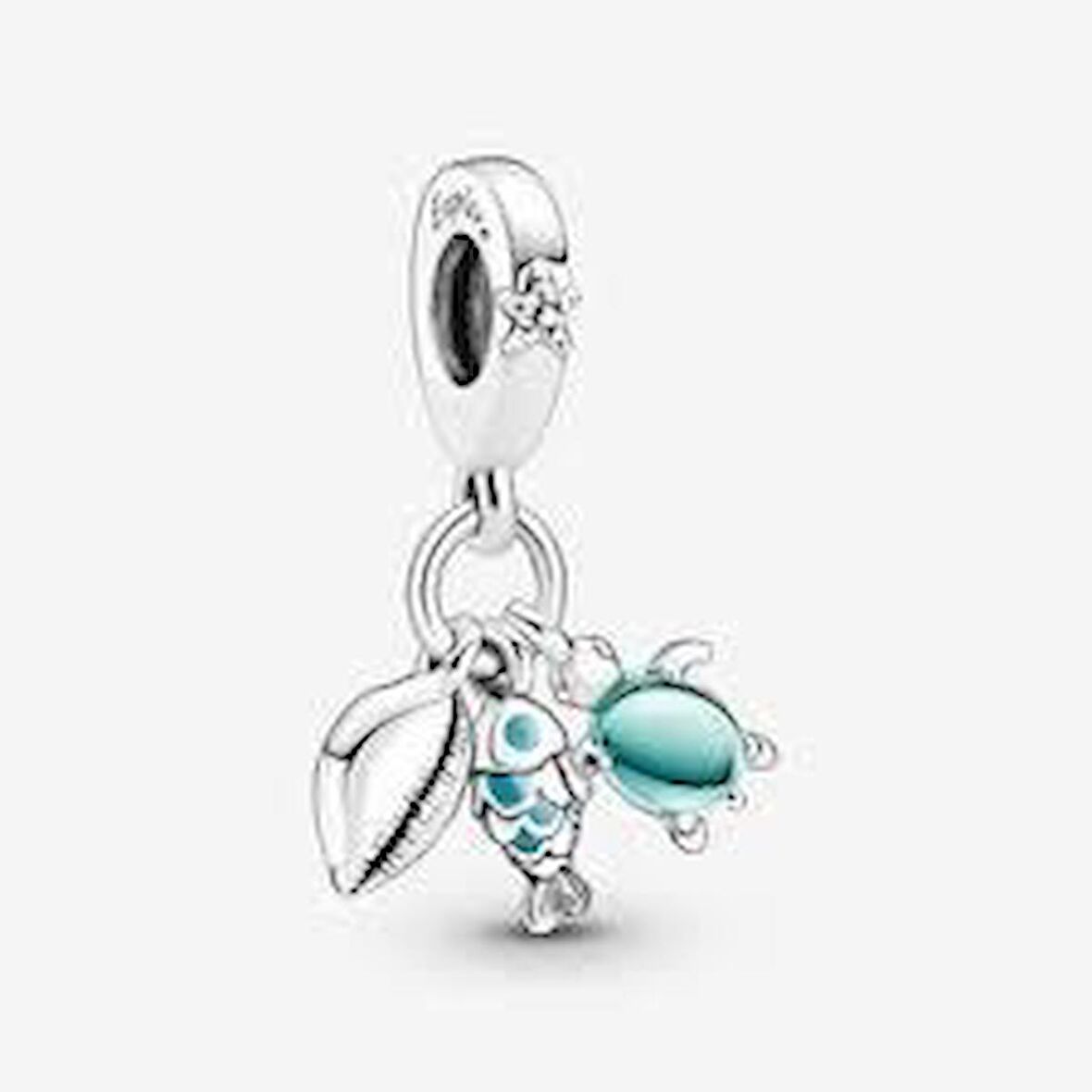 Pandora 791697C01-Balık, Deniz Kaplumbağası ve Deniz Kabuğu Üçlü Sallantılı Charm